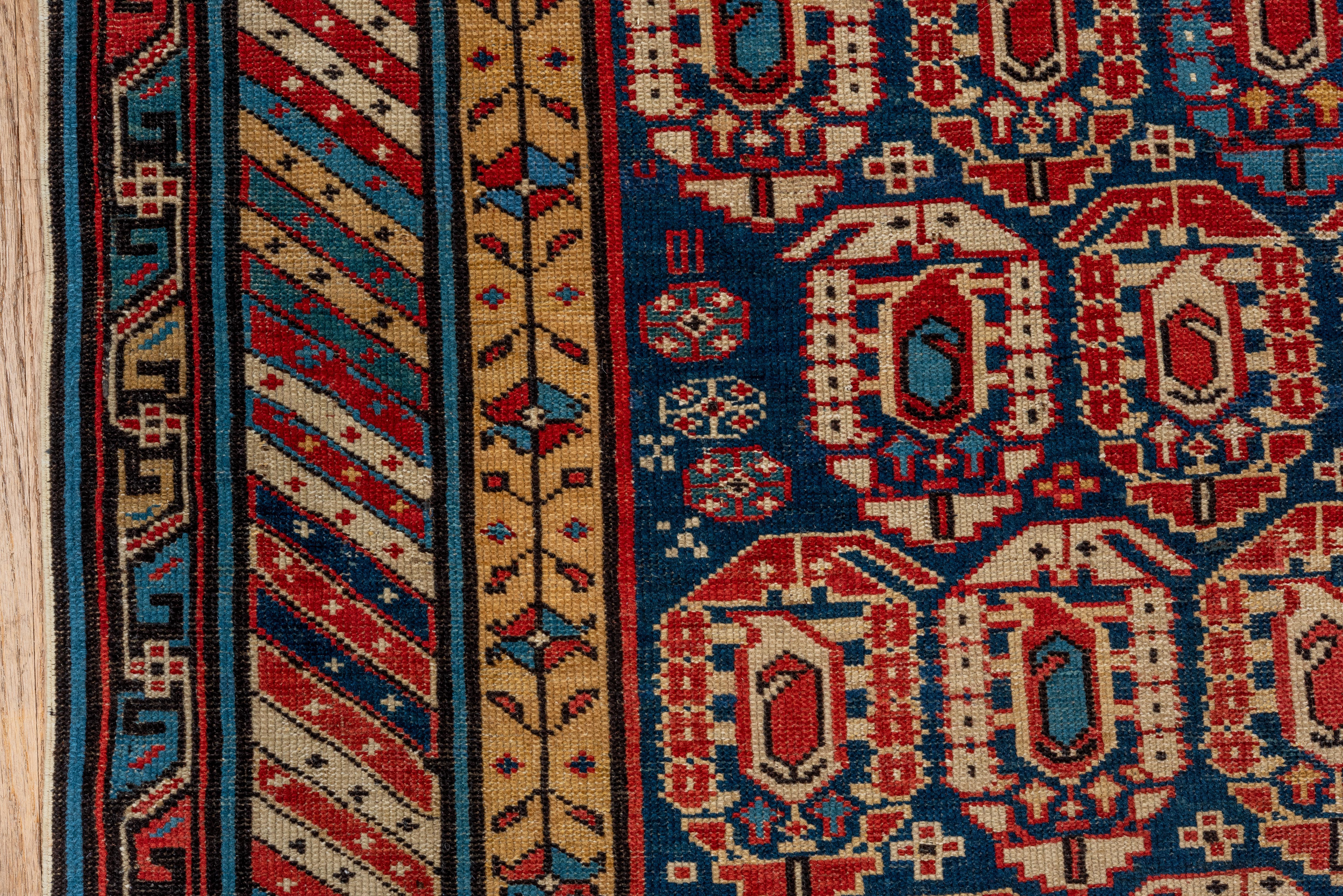 Wool Antique Kuba Rug – Latch Hook Medallion Repeat Design For Sale