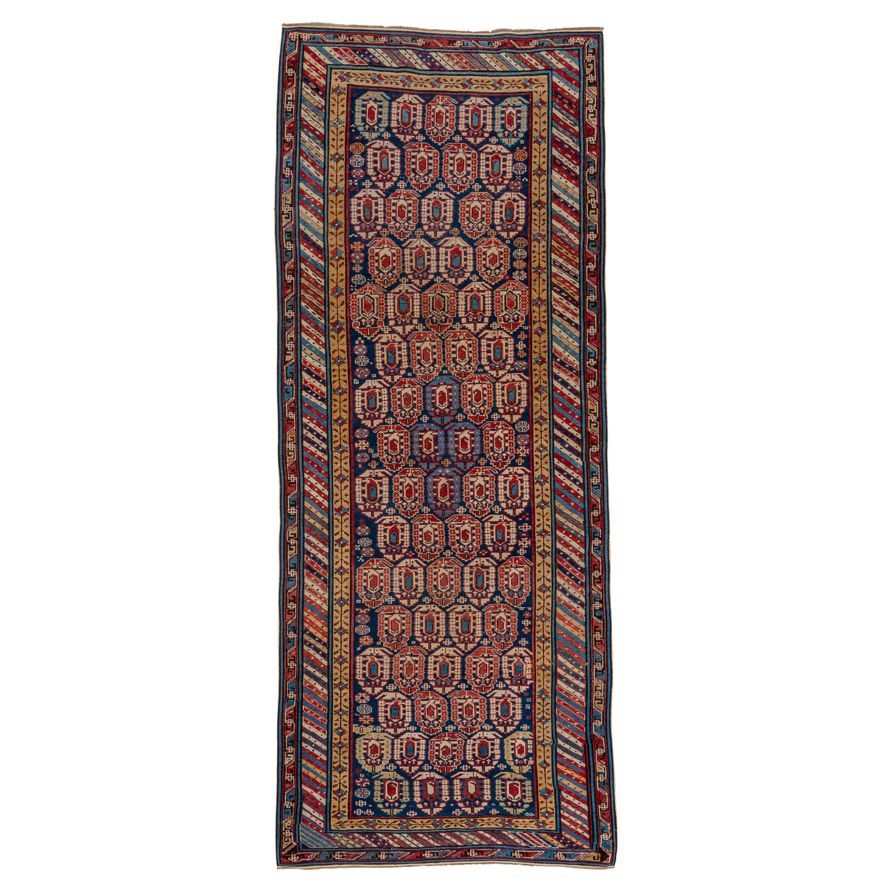 Antique Kuba Rug – Latch Hook Medallion Repeat Design For Sale