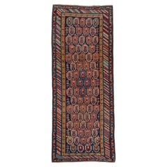 Antique Kuba Rug – Latch Hook Medallion Repeat Design