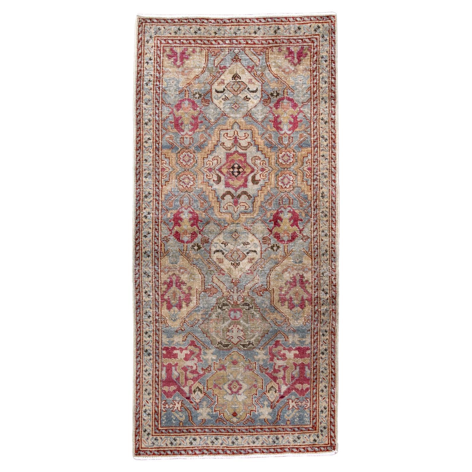 Antique Kuba Rug with Blue-Grey Field