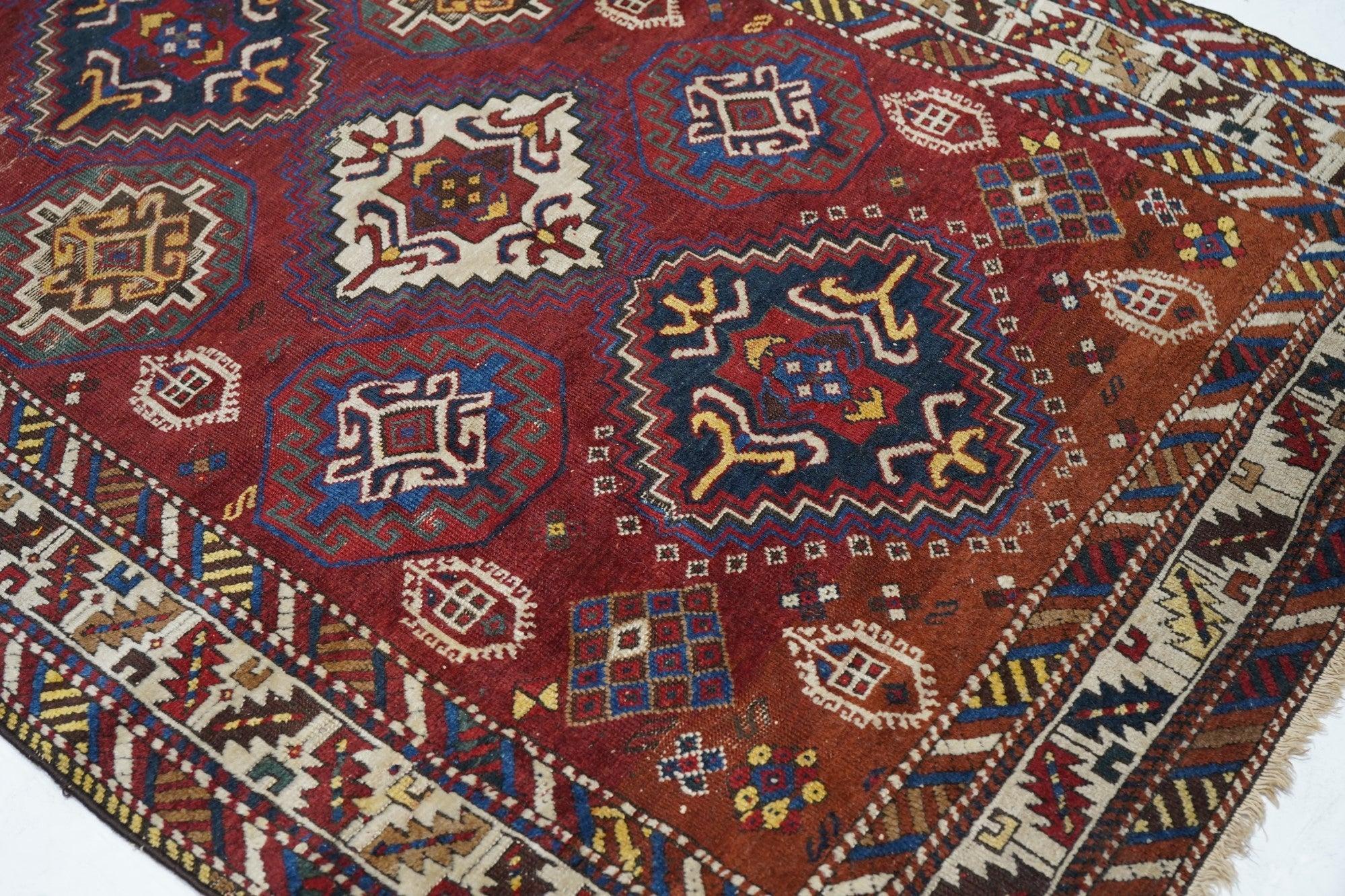 Noué à la main Tapis de couloir Kuba ancien 4'2'' x 12'6'' en vente