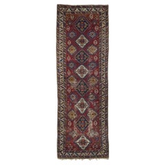 Tapis de couloir Kuba ancien 4'2'' x 12'6''
