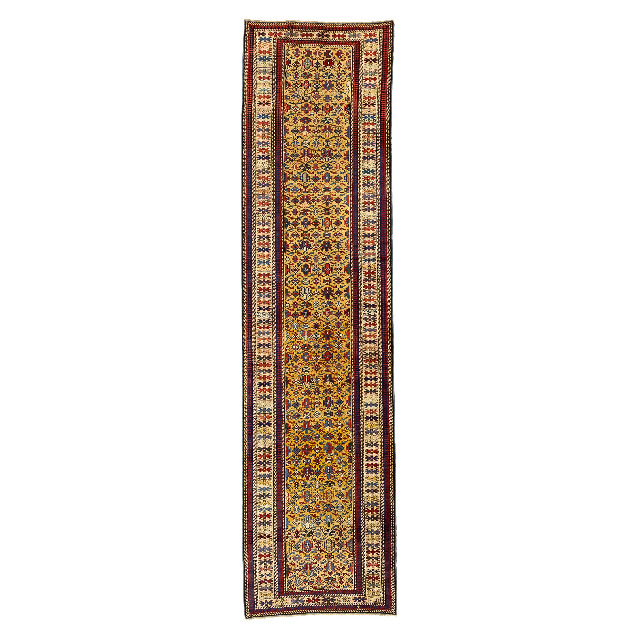 Tapis de couloir Kuba ancien caucasien en or