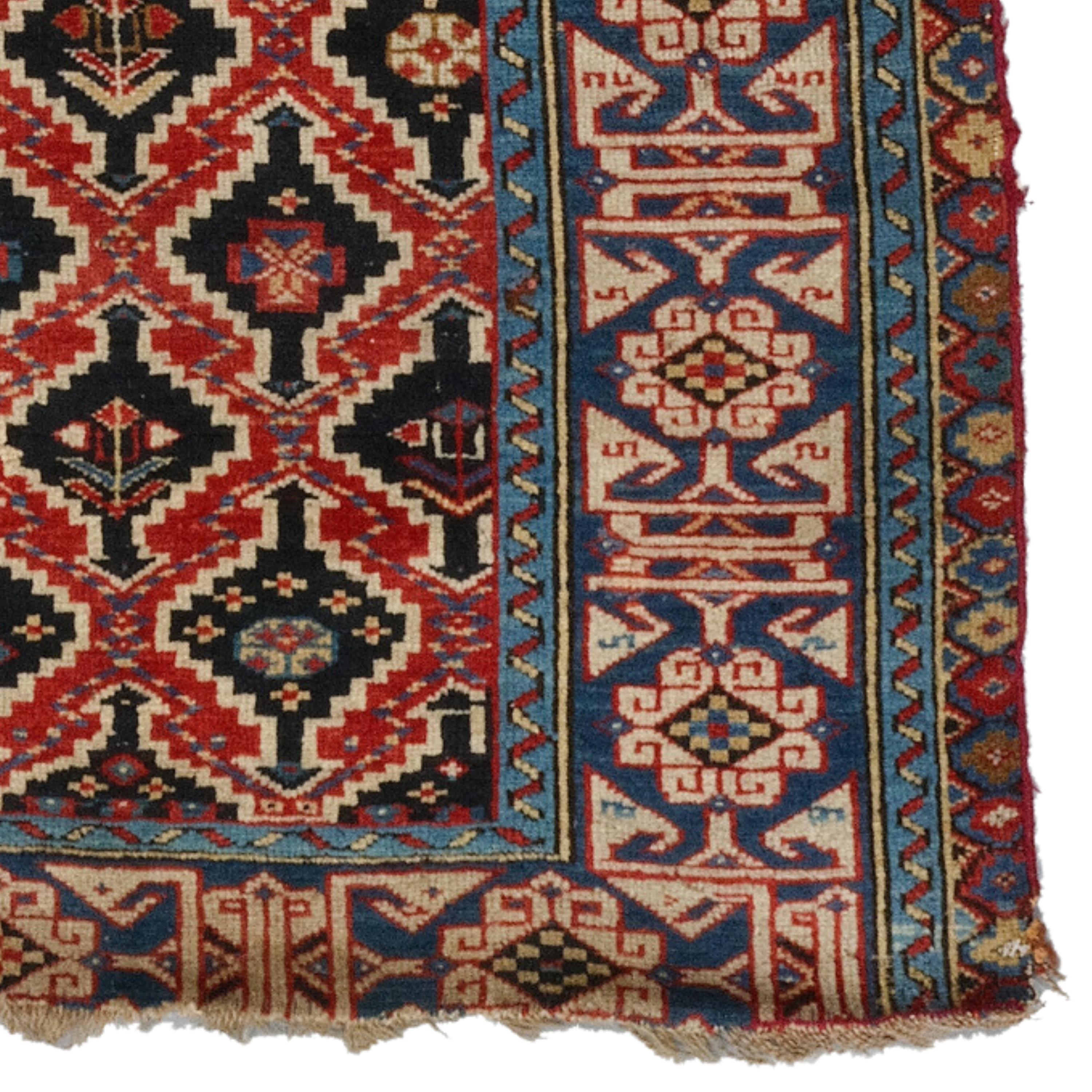 Wool Antique Kuba Shirvan - Caucasian Kuba Shirvan Rug, Antique Rug For Sale