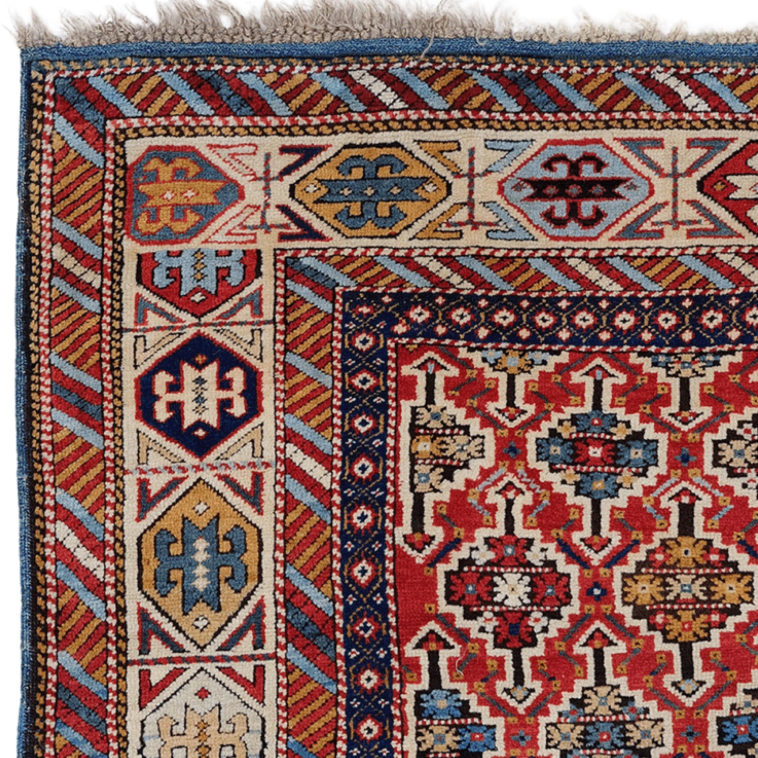 Lana Tappeto Kuba Shirvan antico - metà del XIX secolo in vendita