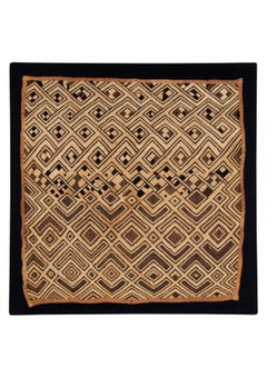 Tissu ancien Kuba Shoowa en velours côtelé et brodé, RD Congo