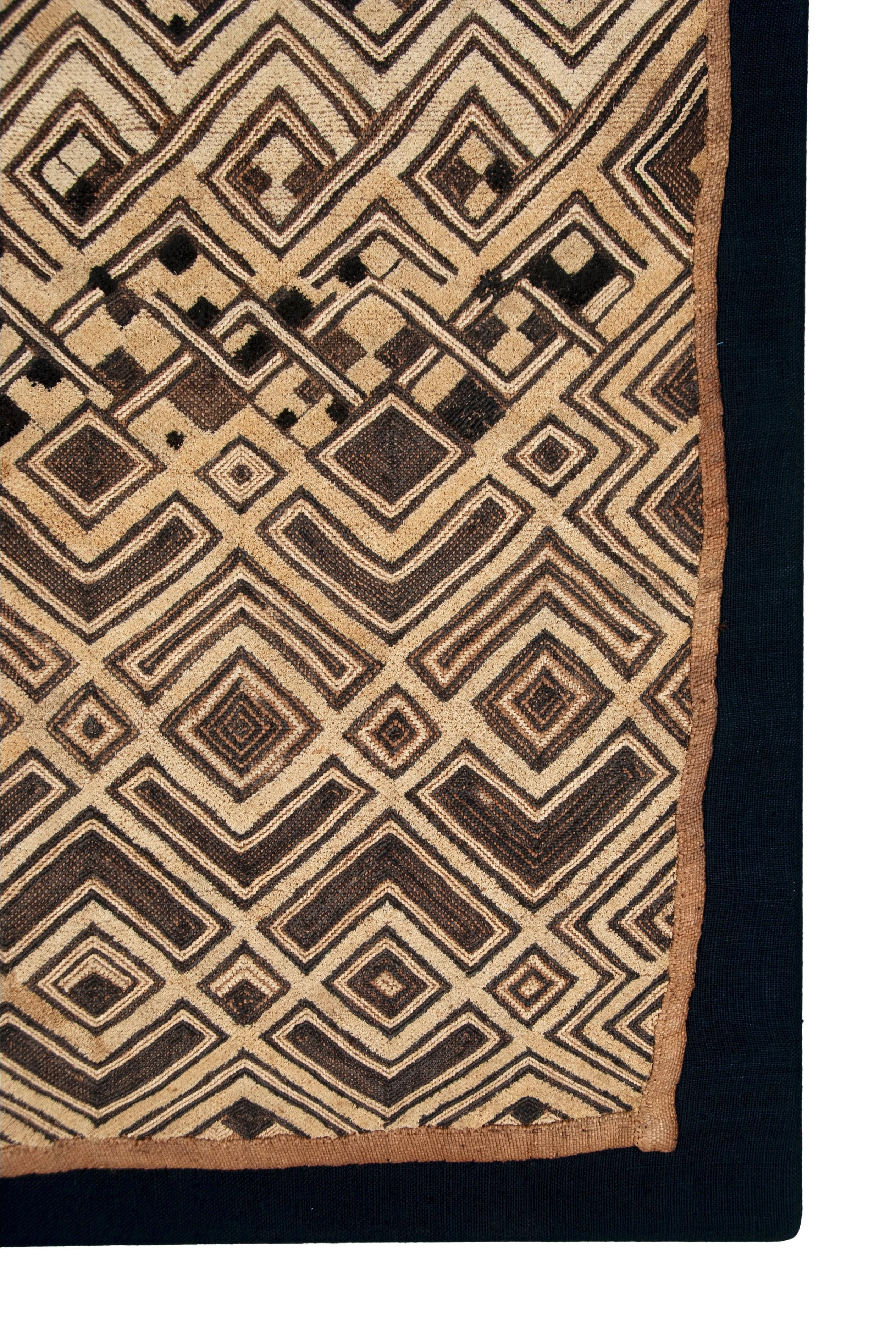 Tribal Antique Kuba Shoowa Cut-Pile & Embroidered Cloth, DR Congo For Sale