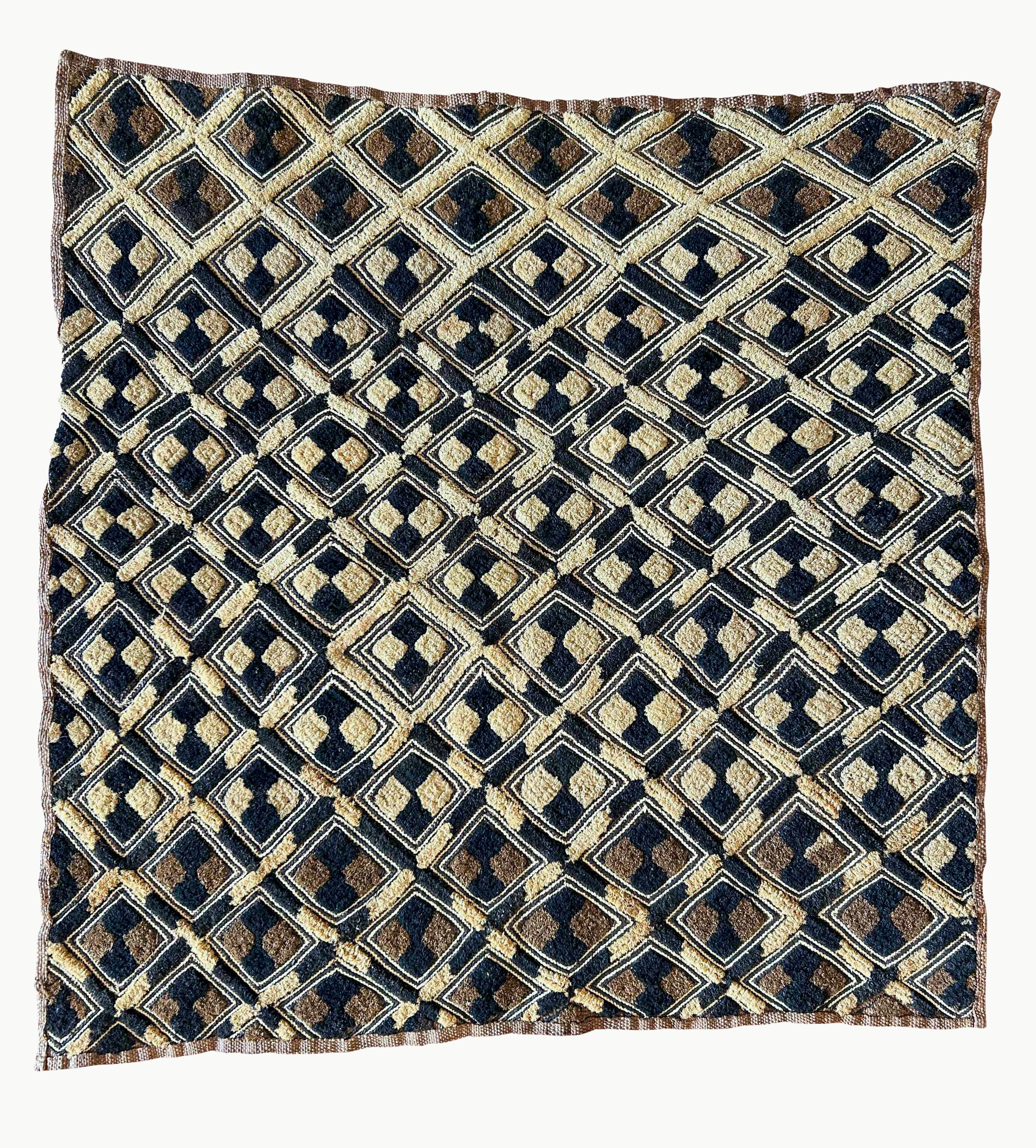 Tribal Antique Kuba Shoowa Cut-Pile & Embroidered Cloth, DR Congo For Sale
