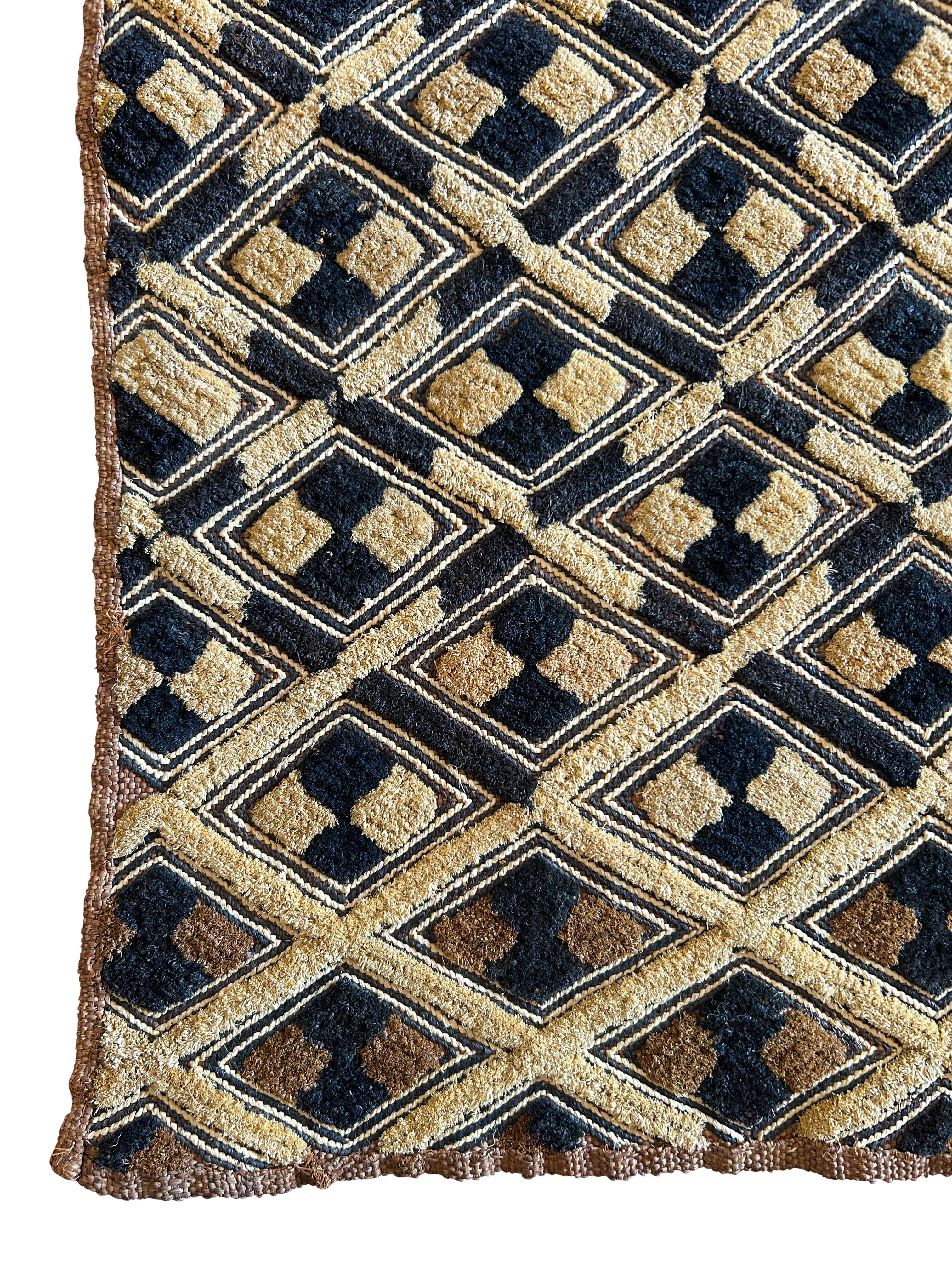 Congolese Antique Kuba Shoowa Cut-Pile & Embroidered Cloth, DR Congo For Sale