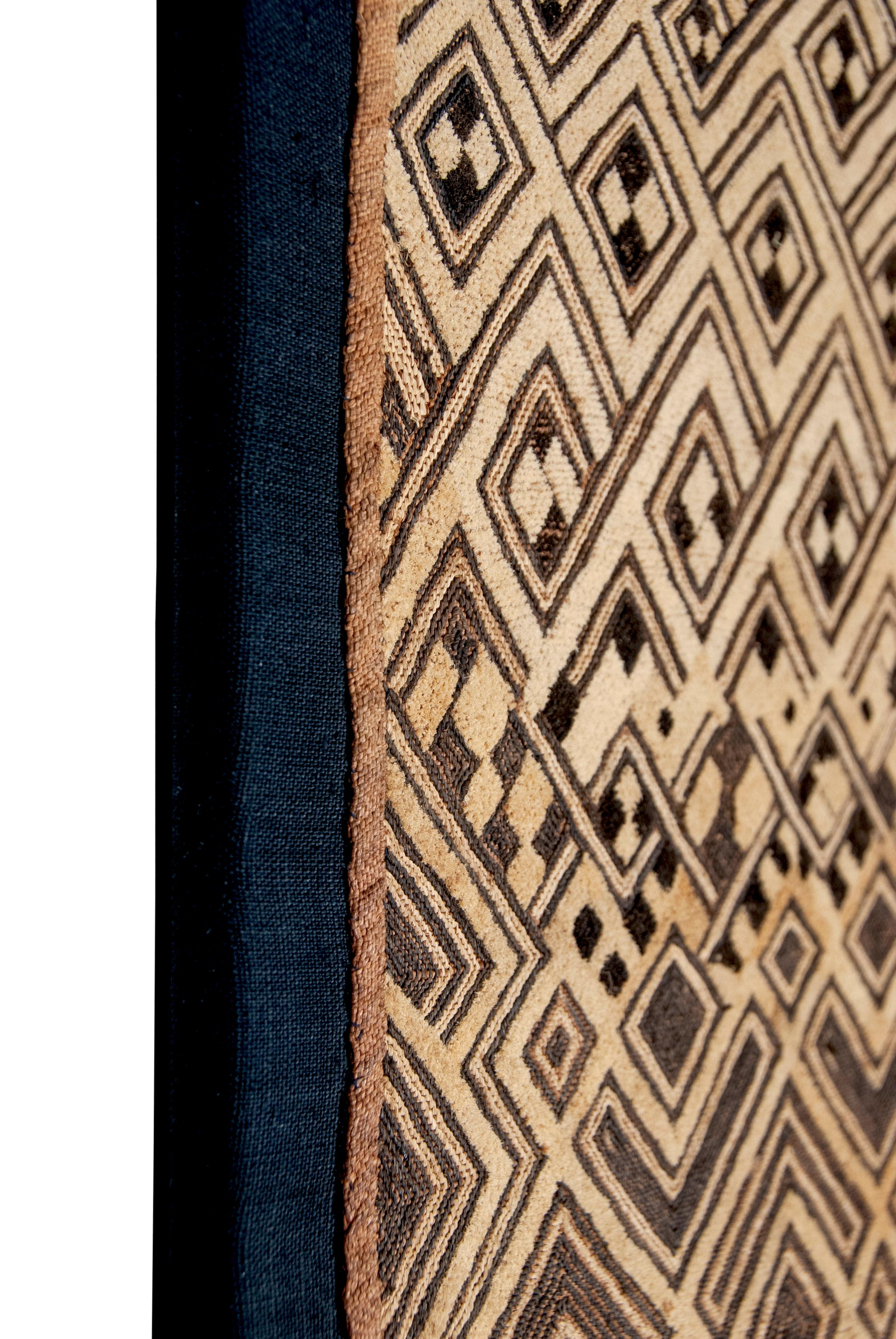 20th Century Antique Kuba Shoowa Cut-Pile & Embroidered Cloth, DR Congo For Sale