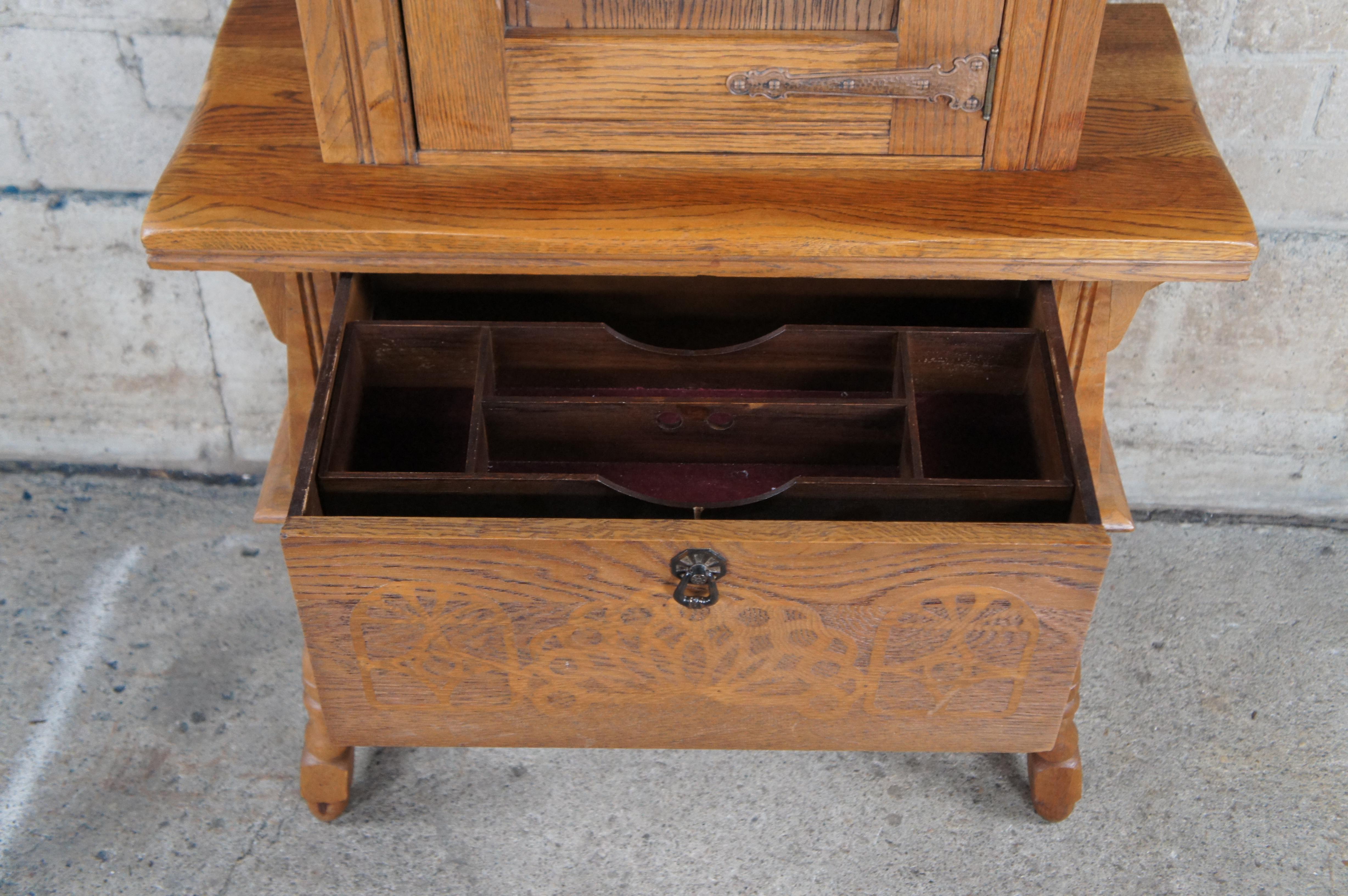 Antiguo Kuchins Roble Arts & Crafts Drybar Consola Armario China Armario Conejera en venta 2