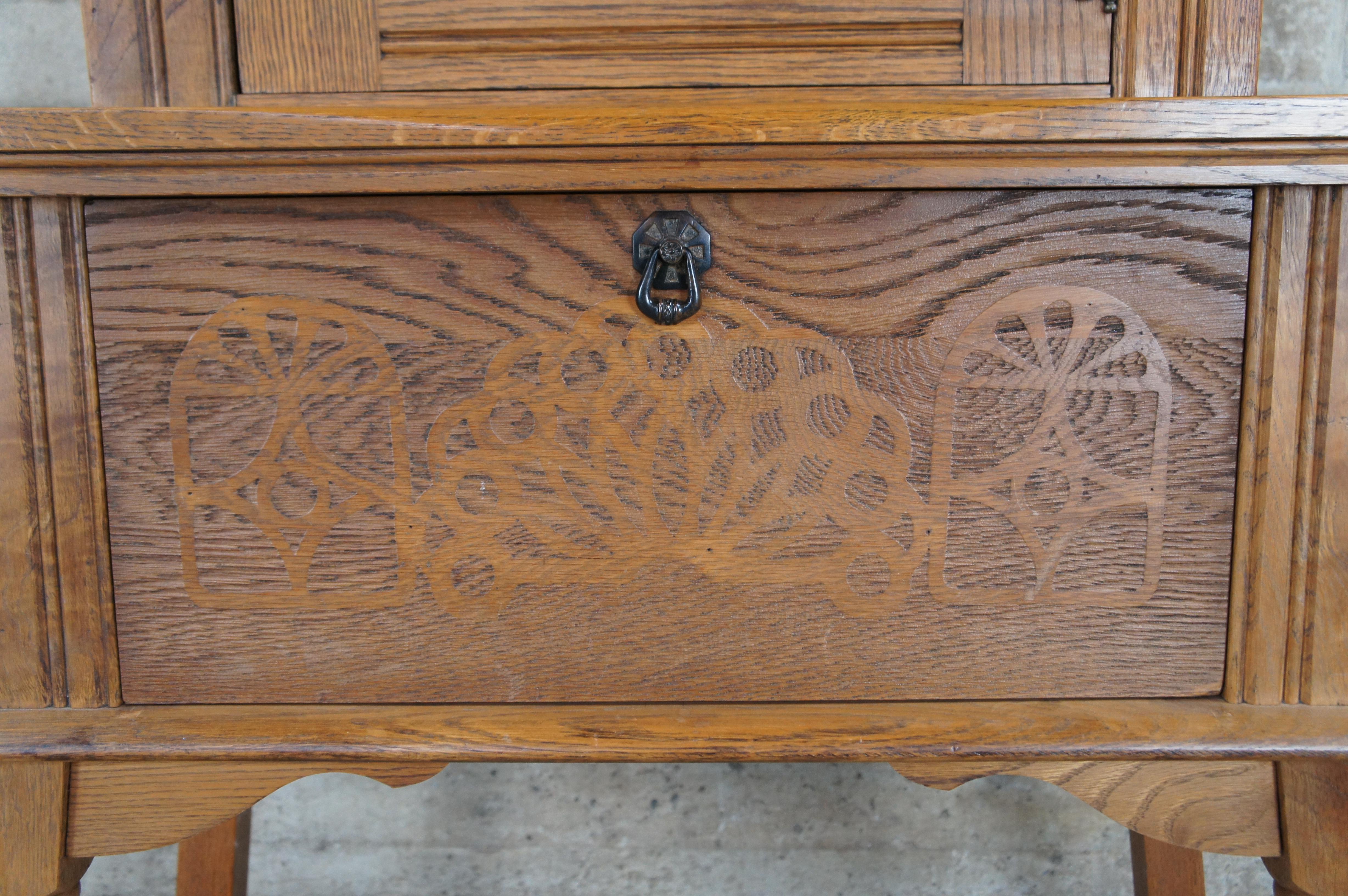 Antiguo Kuchins Roble Arts & Crafts Drybar Consola Armario China Armario Conejera en venta 4