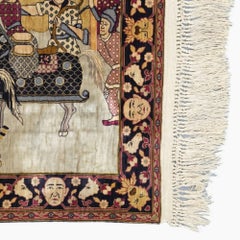 Alfombra antigua de seda e hilo metálico firmada por Kum Kapi - Principios del siglo XX