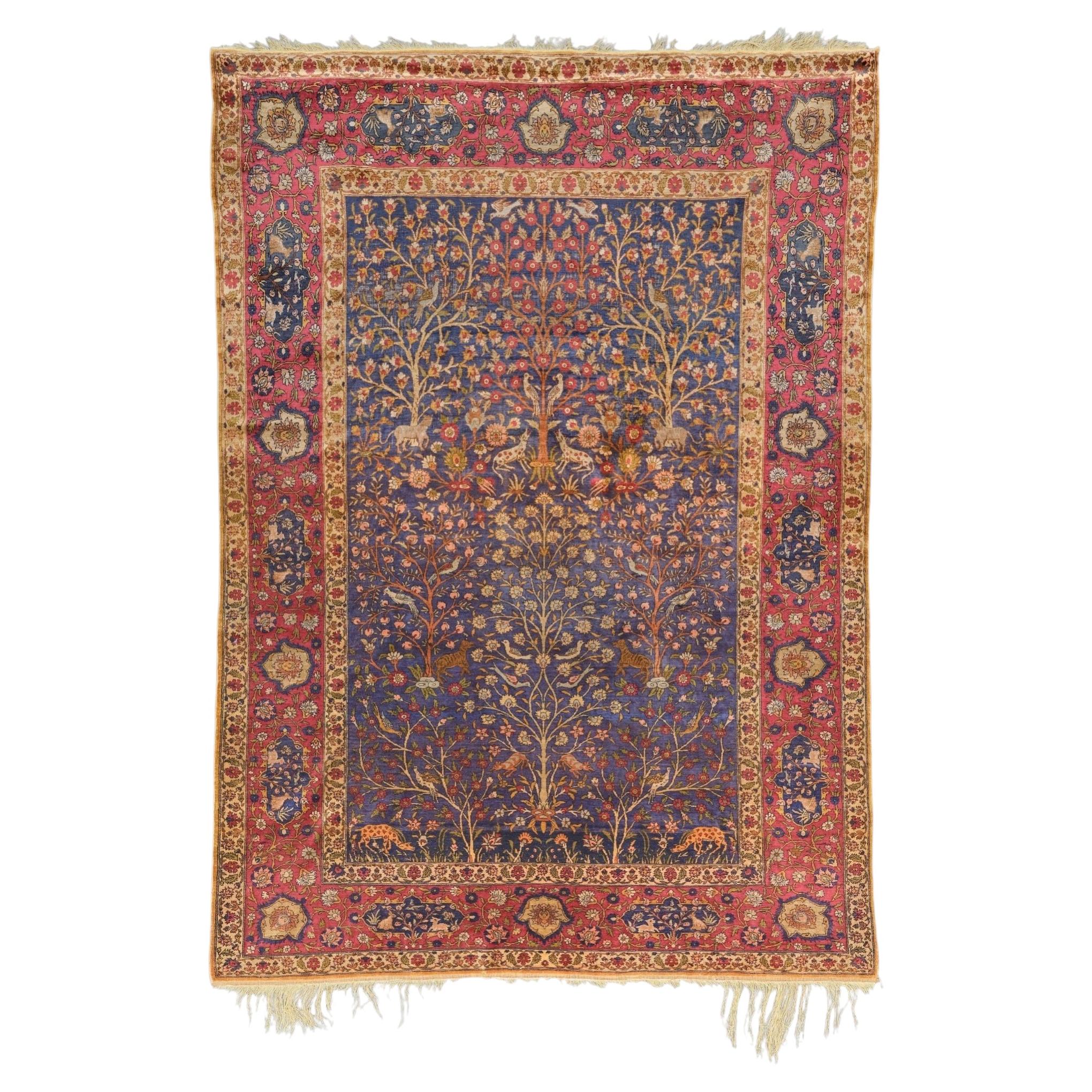 Antique Kum Kapi Silk Rug - Early 20th Century