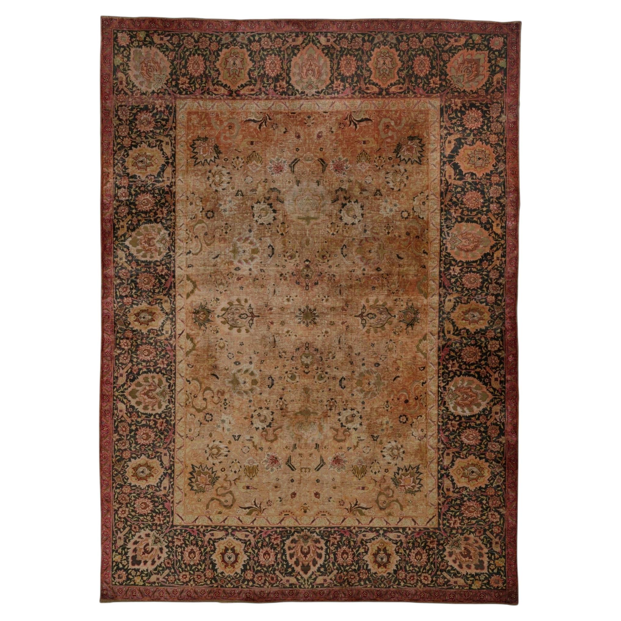 Antique Kum Kapi Silk Rug - Late 19th Century For Sale