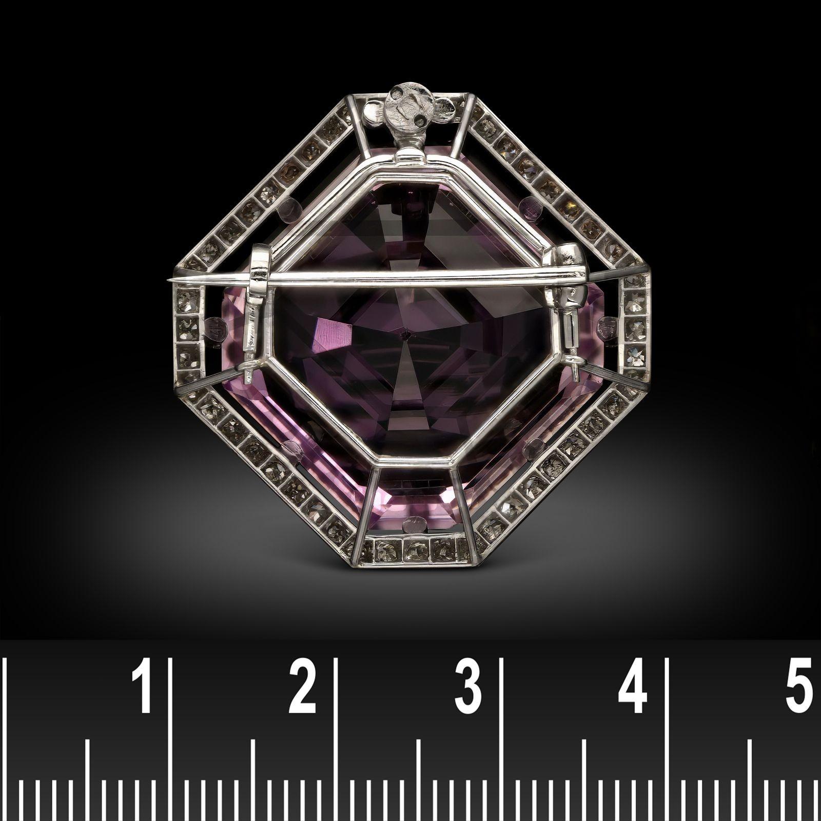 Antike Kunzit & Diamant Halskette/Brosche um 1910 im Zustand „Gut“ im Angebot in London, GB
