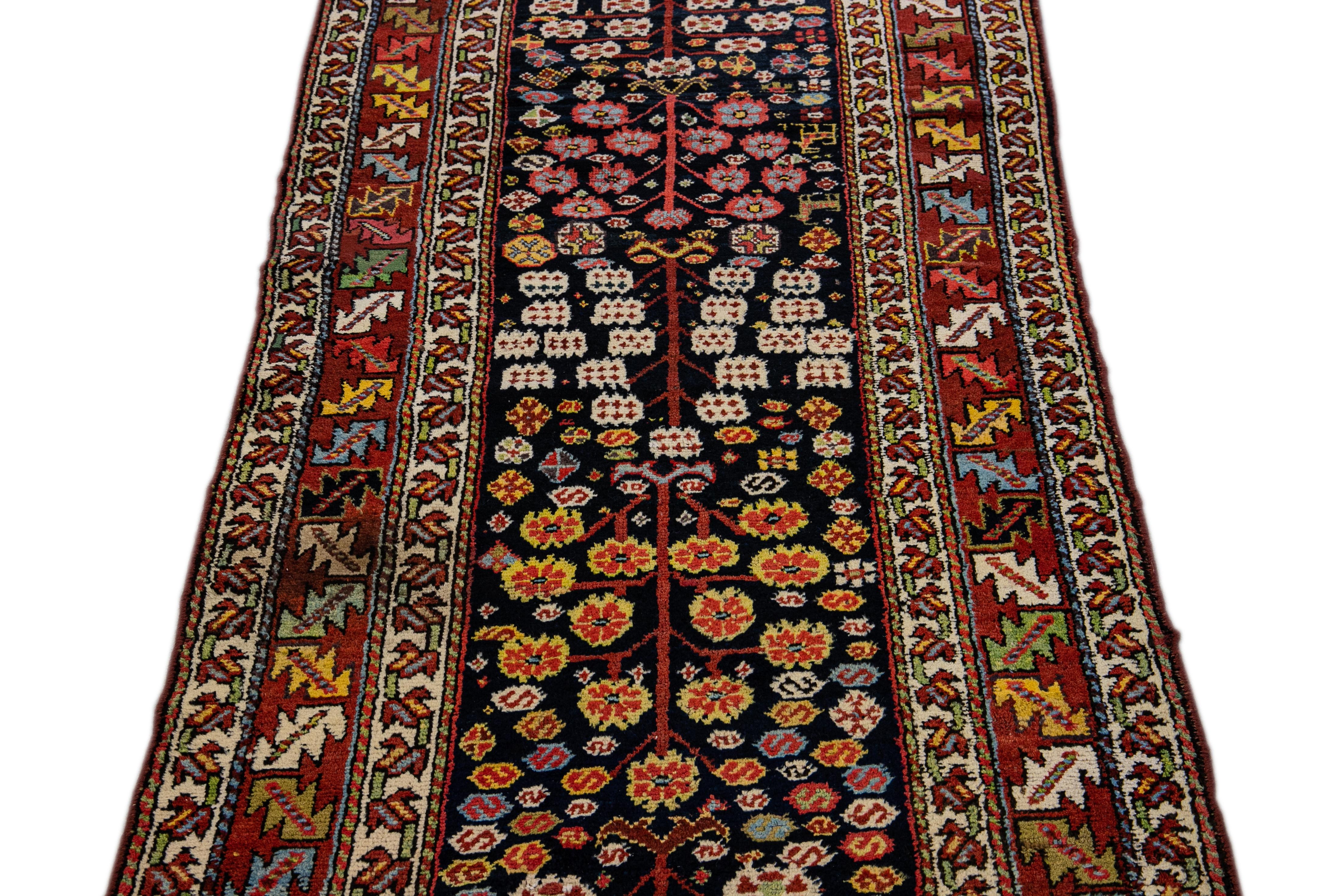 Islamic Antique Kurd Handmade Allover Pattern Wool Runner For Sale
