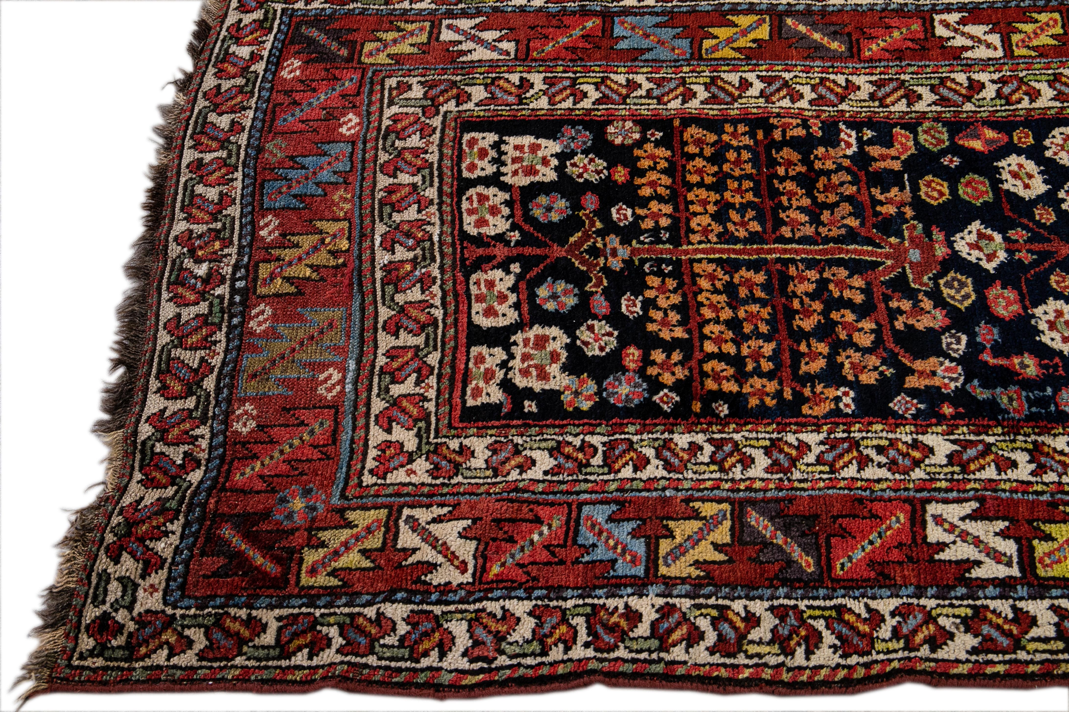 Persian Antique Kurd Handmade Allover Pattern Wool Runner For Sale