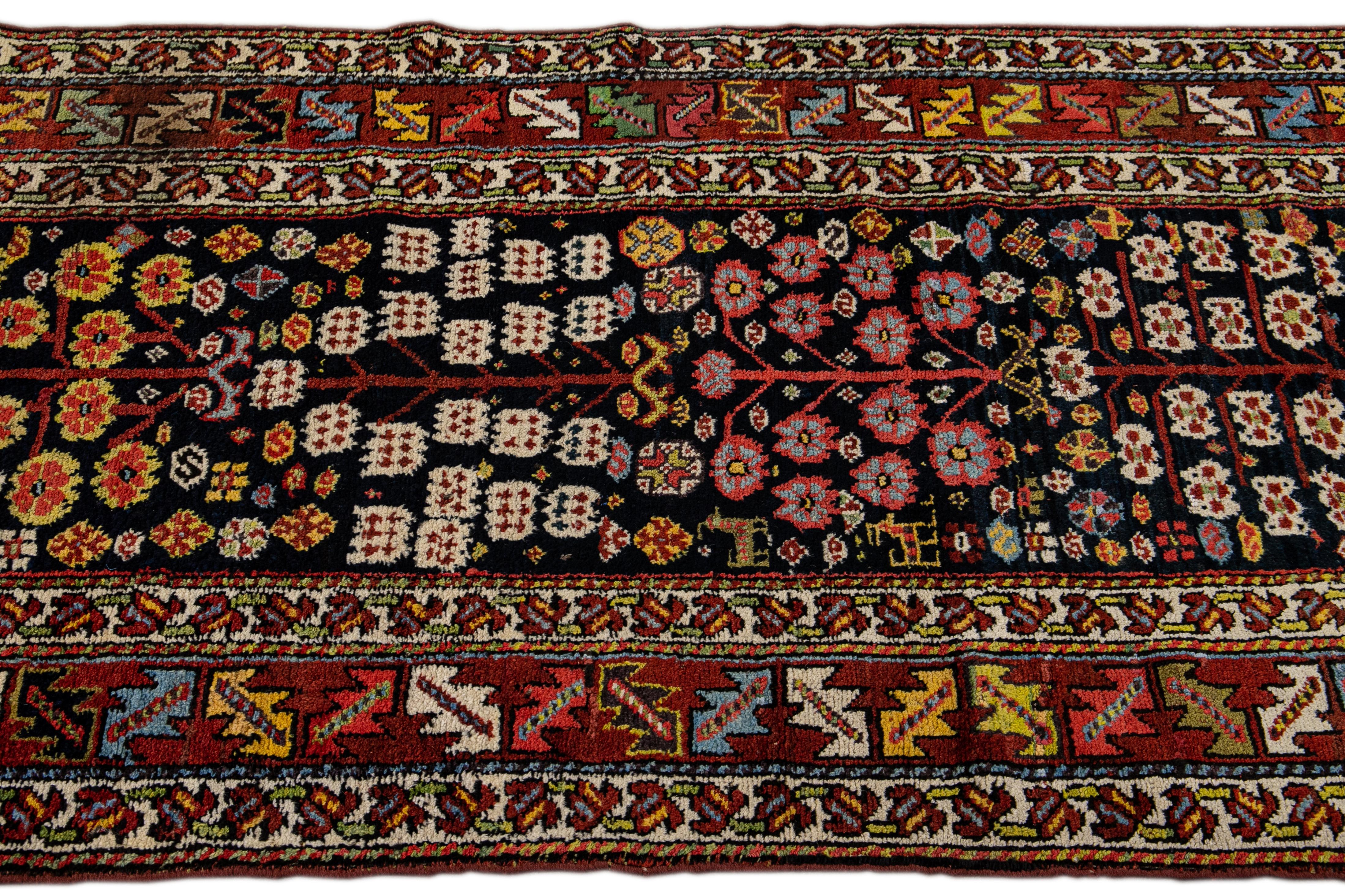 Antique Kurd Handmade Allover Pattern Wool Runner In Excellent Condition For Sale In Norwalk, CT