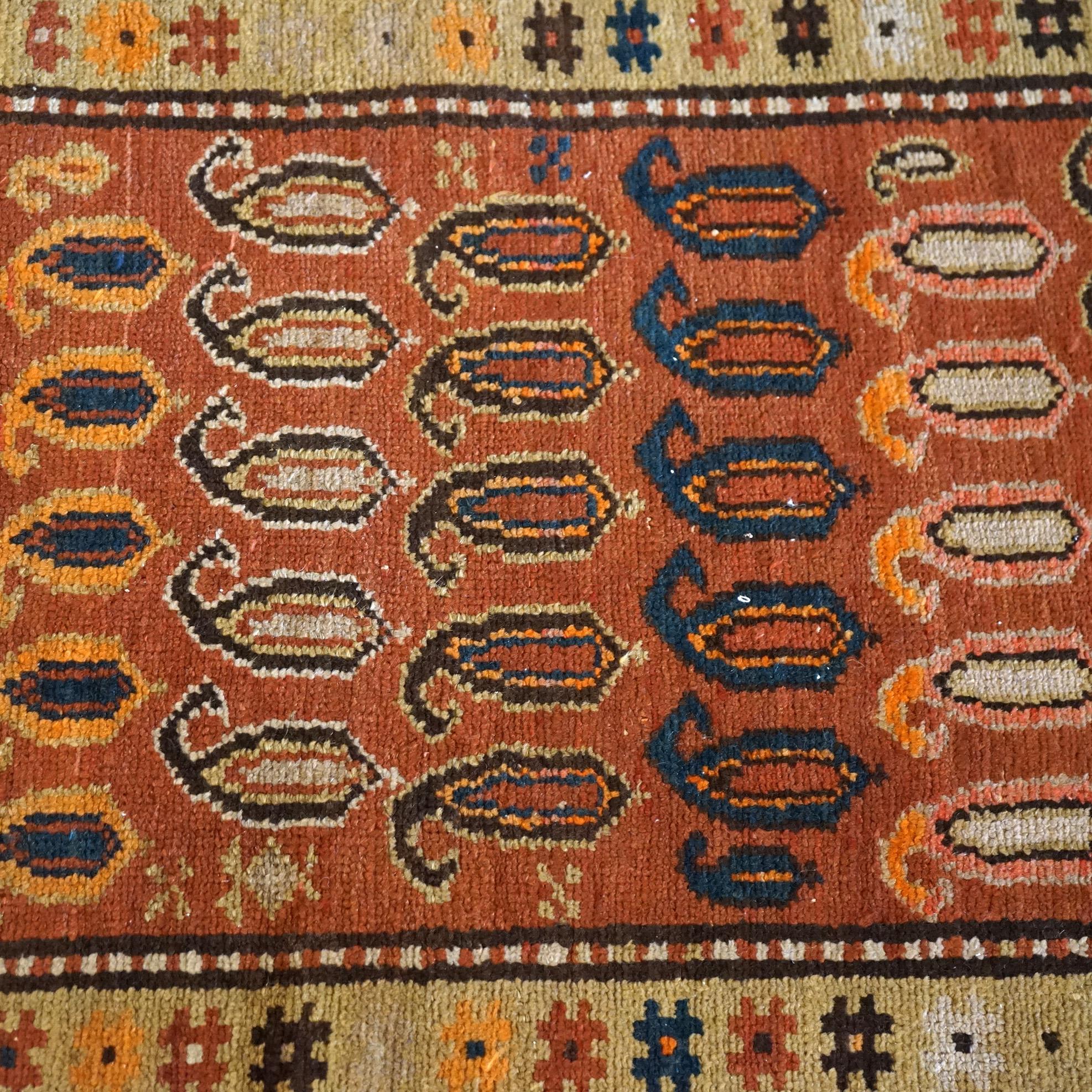 Antique Kurd Oriental Wool Long Rug Runner Circa 1920, Approx 3' X 10' In Good Condition For Sale In Big Flats, NY