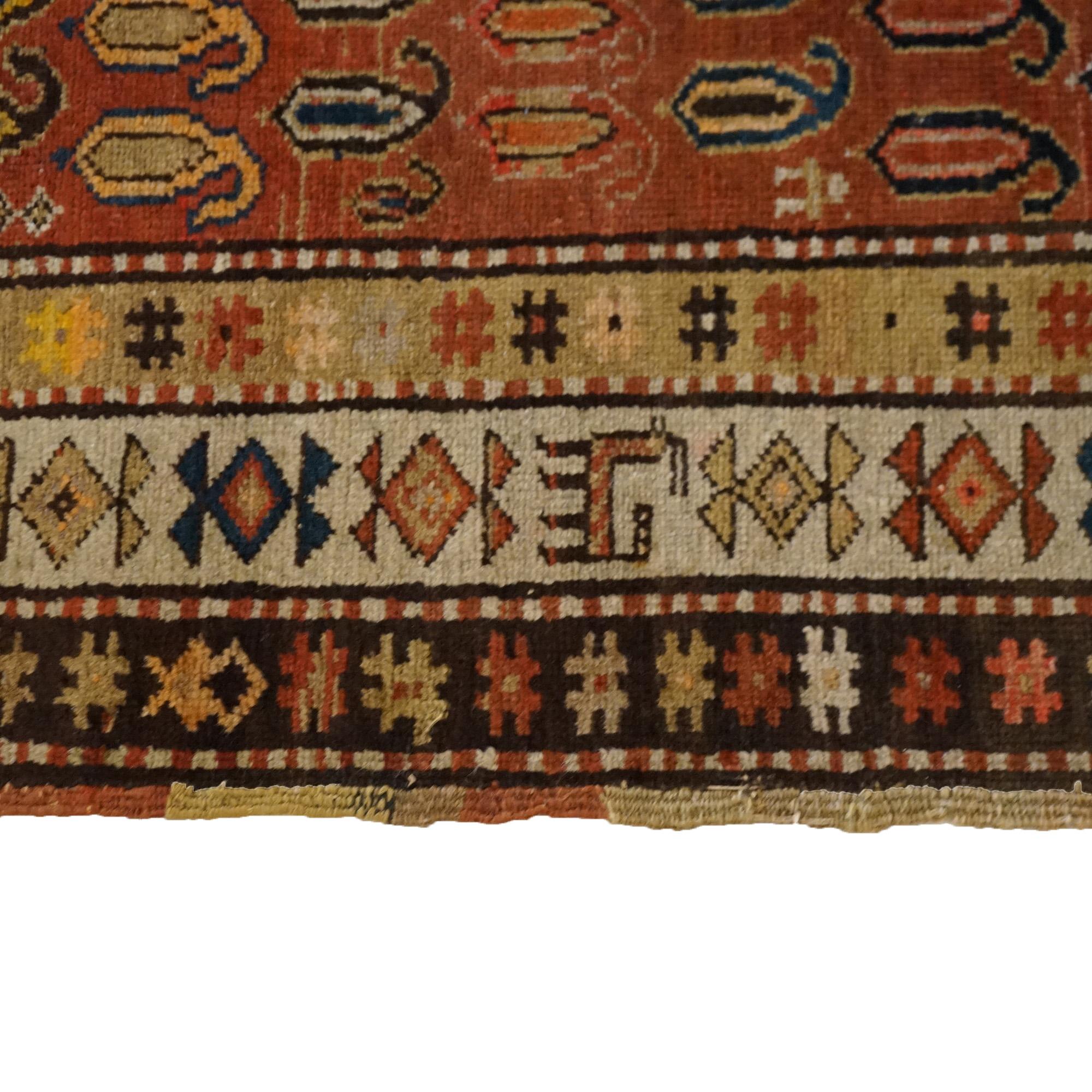Antique Kurd Oriental Wool Long Rug Runner Circa 1920, Approx 3' X 10' For Sale 3