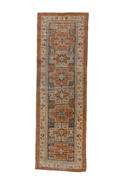 Antique Kurd Runner with Dark Blue Fields and Cross Medallions