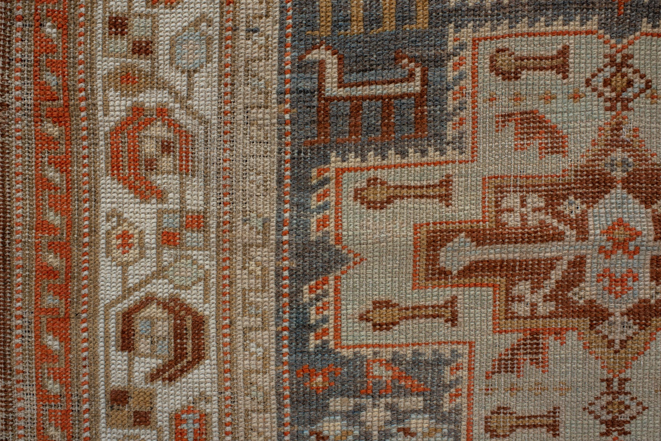 Hand-Knotted Antique Kurd Runner with Dark Blue Fields and Cross Medallions For Sale