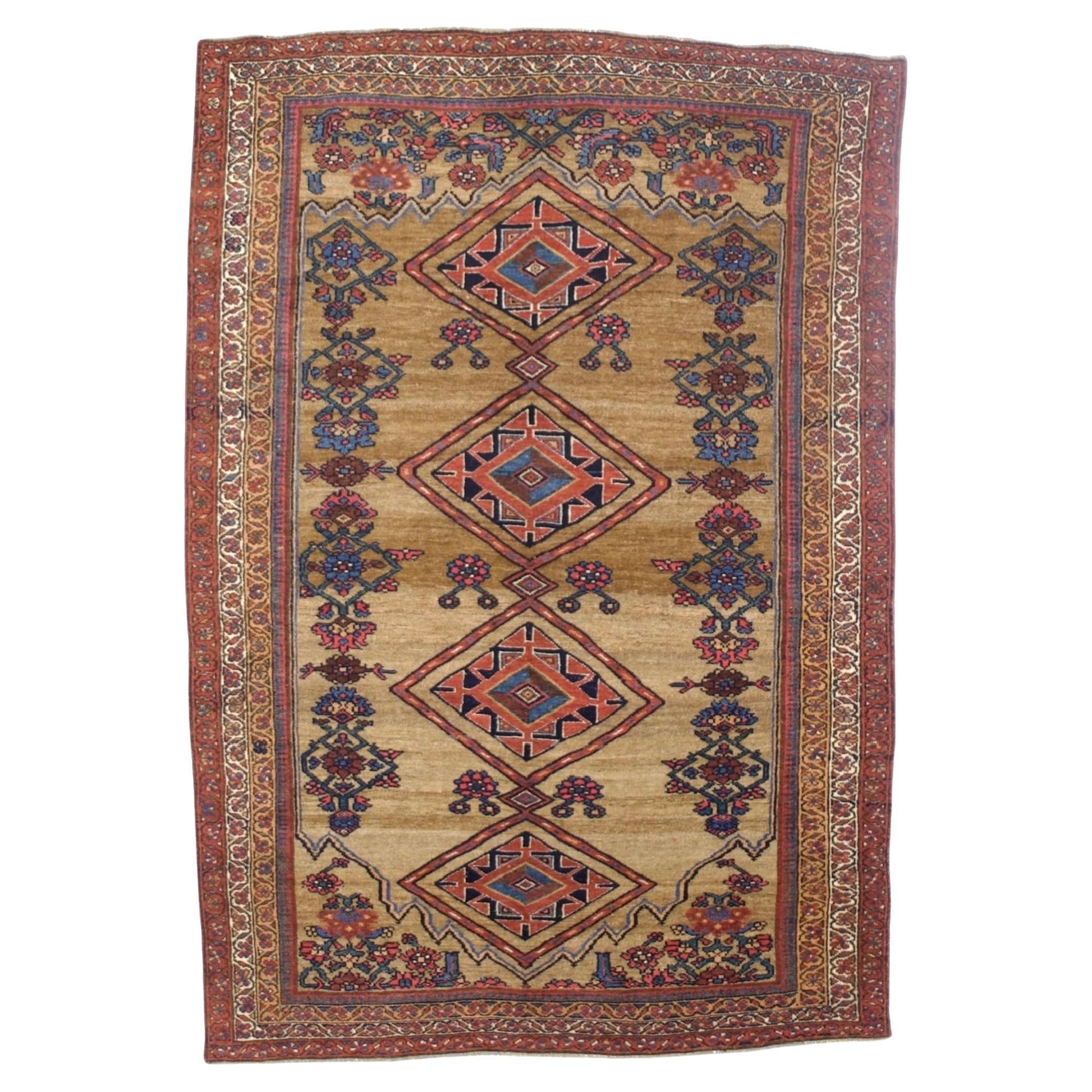 Antique Kurdish Bidjar Rug 4'1" x 5’11"