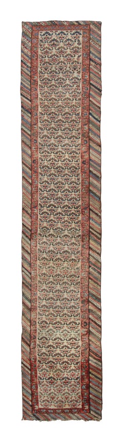 Antique Kurdish Distressed Extra-Long Runner with Tribal Motifs - Rug & Kilim