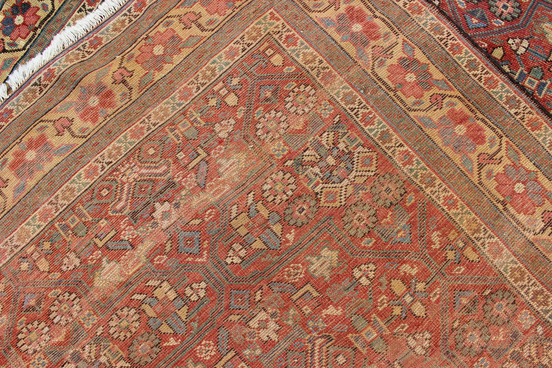 Hand-Knotted Antique Kurdish Gallery Runner in All-Over Geometric Design For Sale