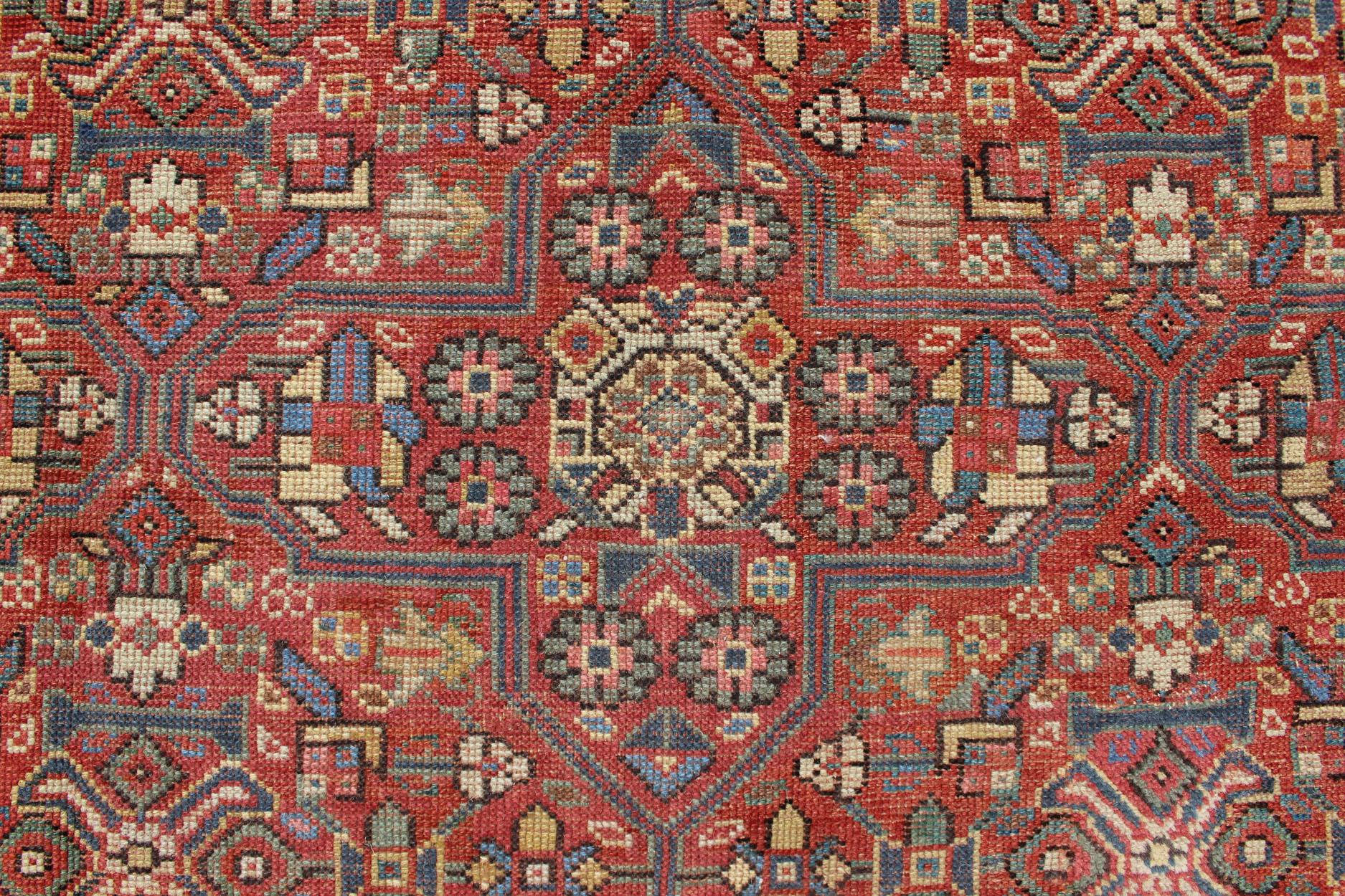 Early 20th Century Antique Kurdish Gallery Runner in All-Over Geometric Design For Sale