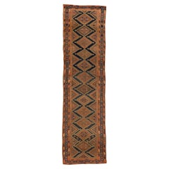 Antique Kurdish Geometric Runner in Wool  19th Century Tribal Design