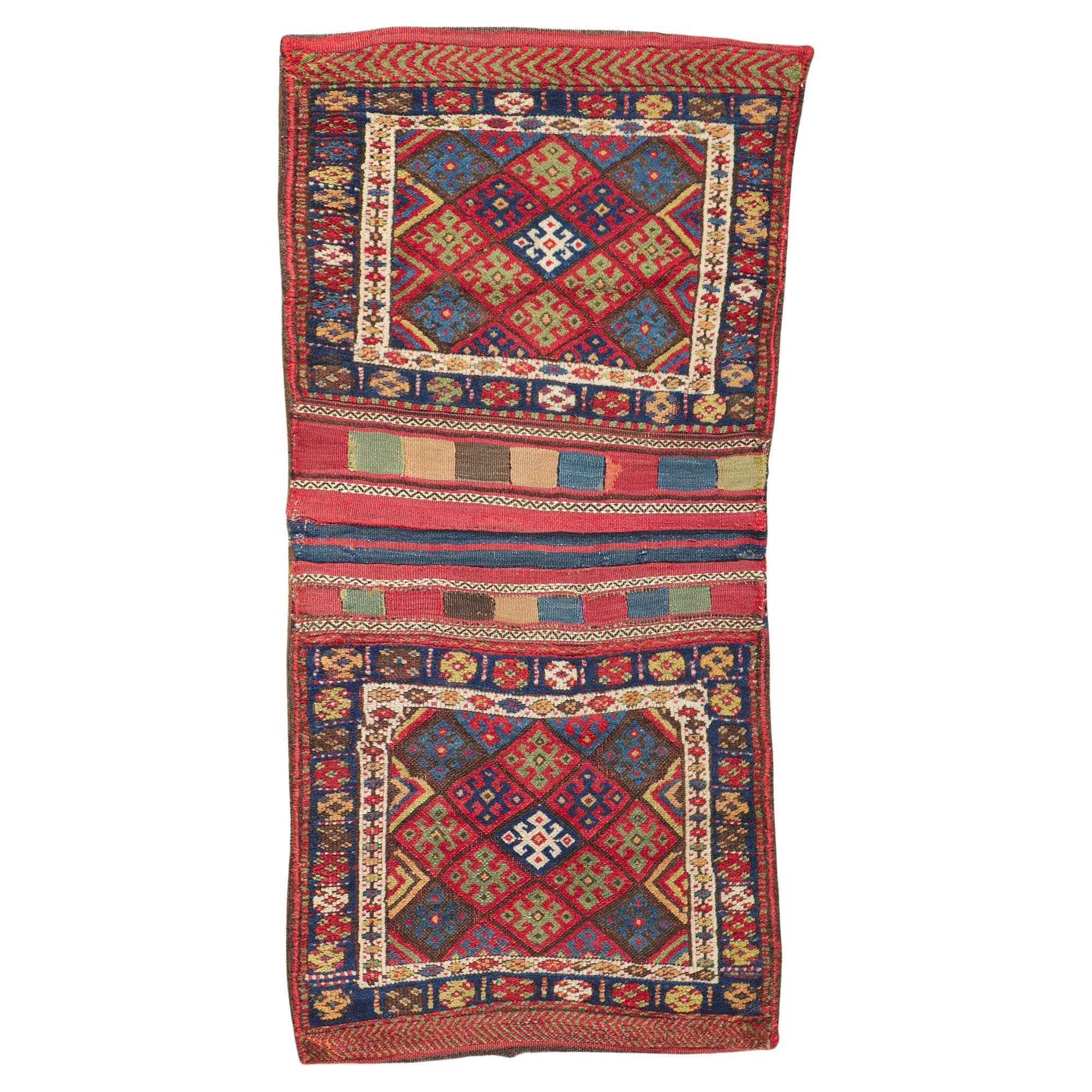 Antique Kurdish Jaf Saddle Bag with Tribal Style For Sale