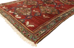 Antique Kurdish Karabagh Runner with Art Deco Style, Wide Hallway Runner