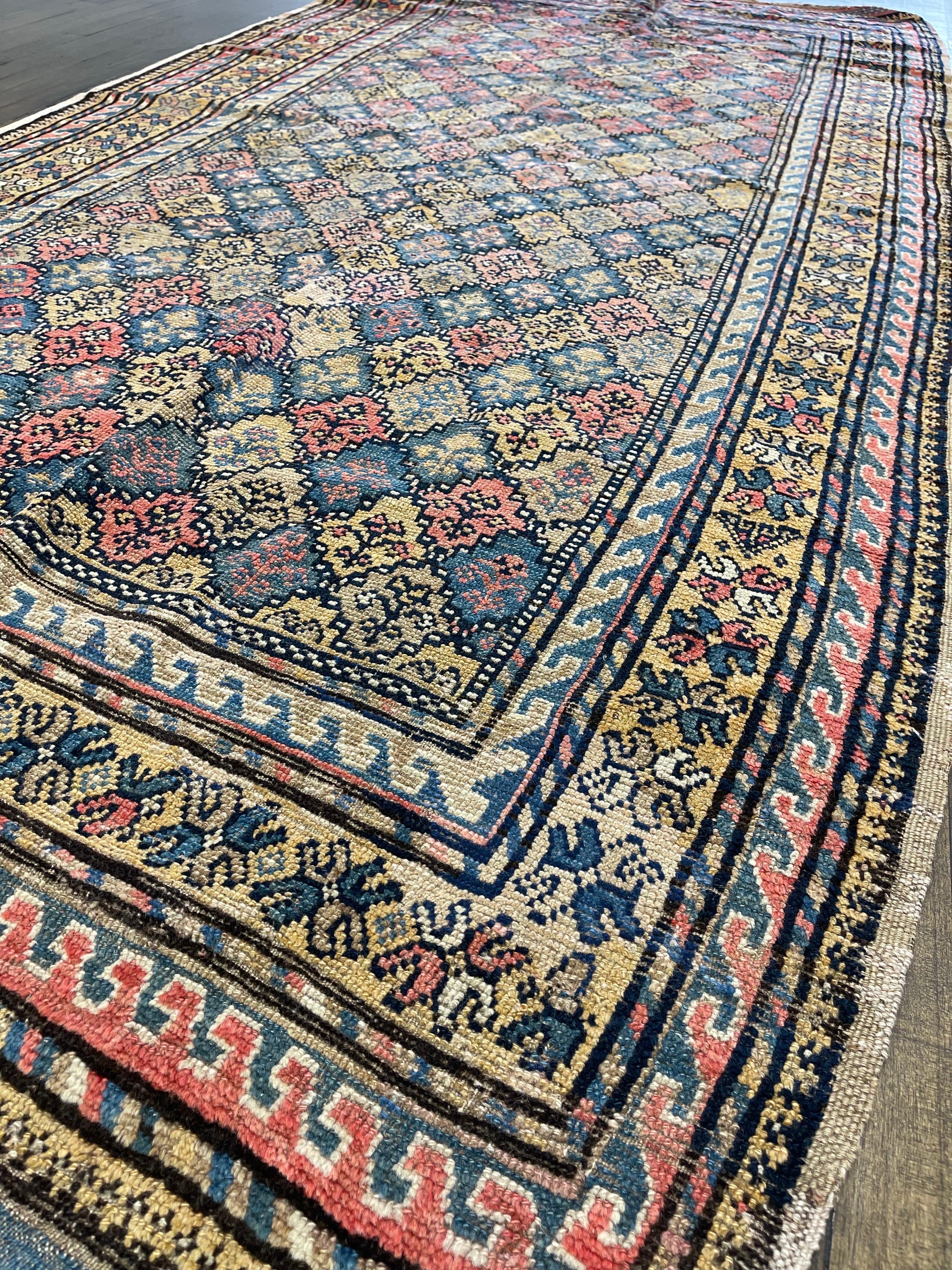 Wool Antique Kurdish Kazak Corridor Rug, circa 1920 For Sale