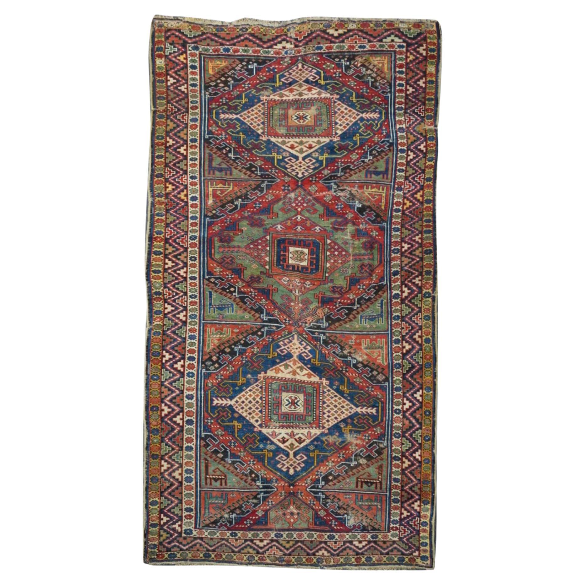 Antique Kurdish Kazak Rug 5'5'' x 9'10''
