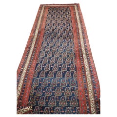 Antique Kurdish kelleh carpet or large runner with all over boteh design.  1900.