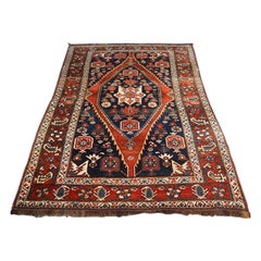 Antique Kurdish Long Rug, with Elongated Single Medallion Design
