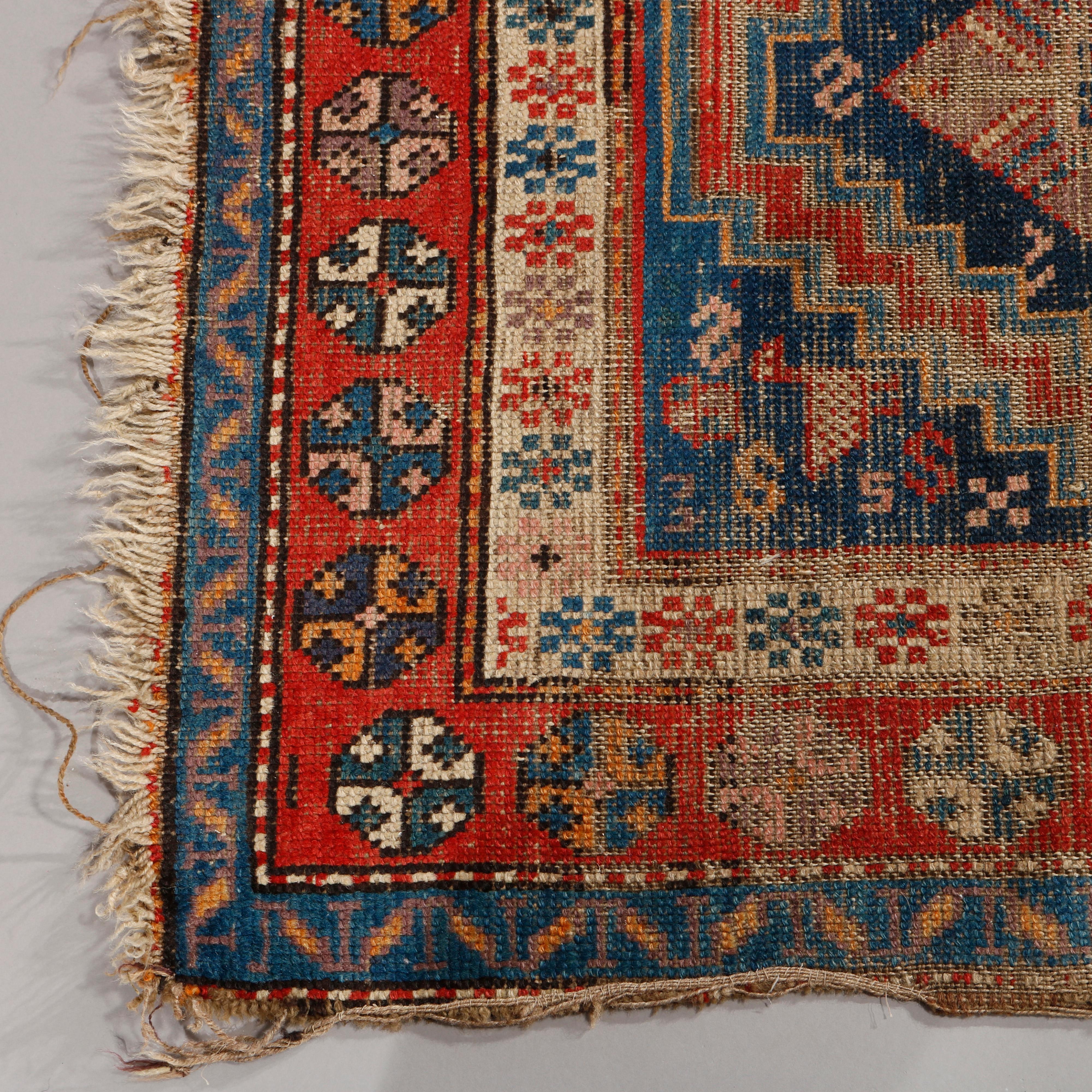 Persian Antique Kurdish Mat Oriental Rug, circa 1890