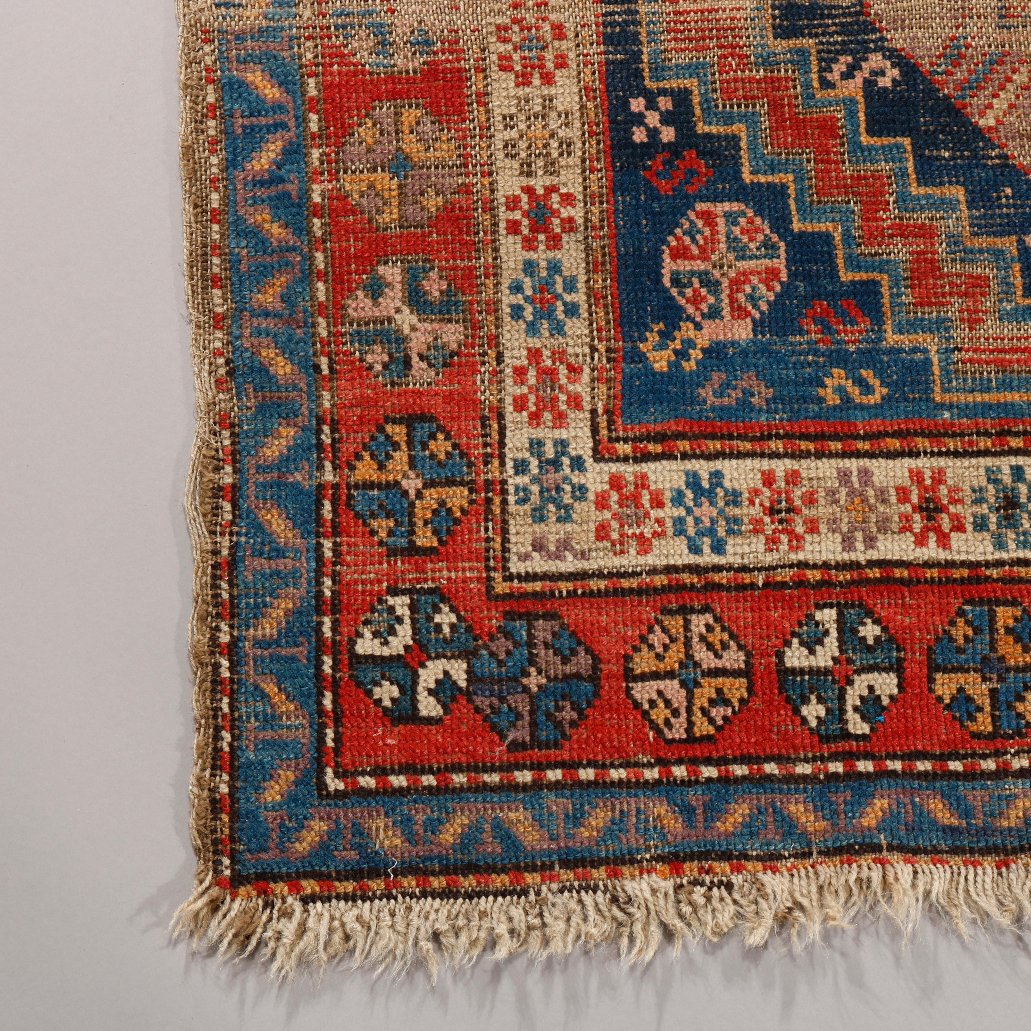 Woven Antique Kurdish Mat Oriental Rug, circa 1890