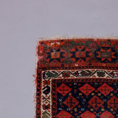 Antique Kurdish Oriental Wool Bag Face Mat Rug, Circa 1920