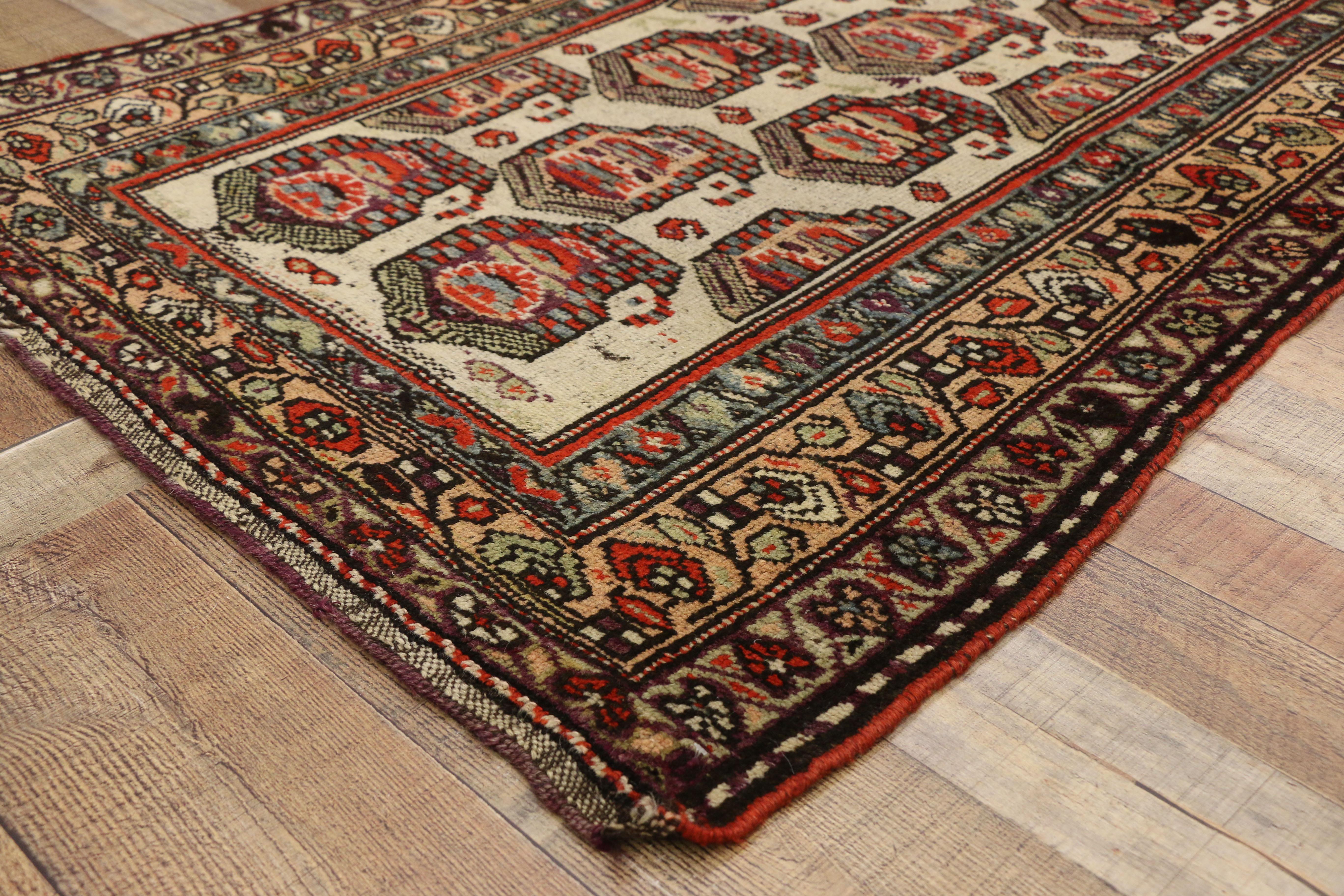 Modern Antique Kurdish Persian Accent Rug with Boteh Pattern in Traditional Style For Sale