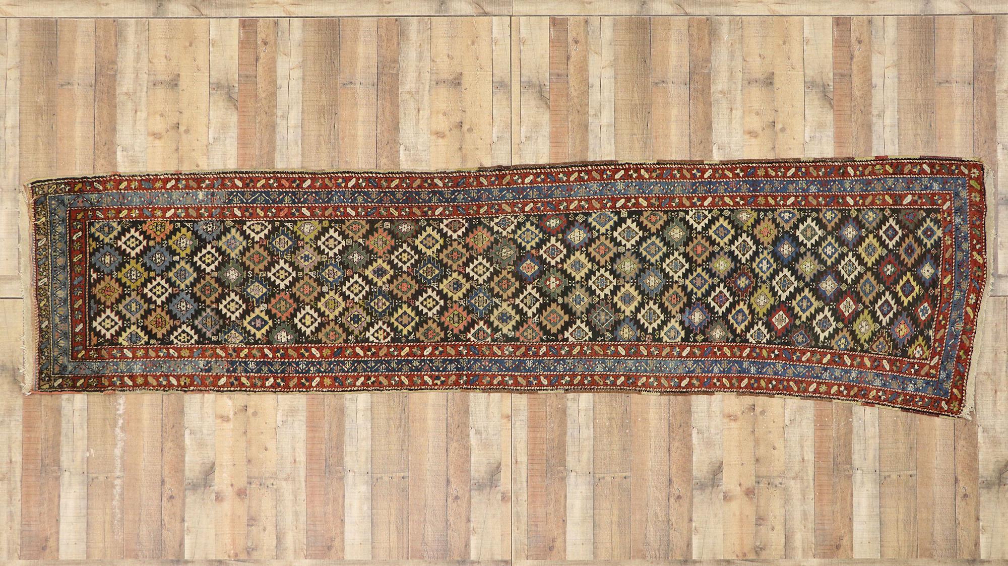 Antique Kurdish Persian Hallway Runner with Modern Tribal Style For Sale 2