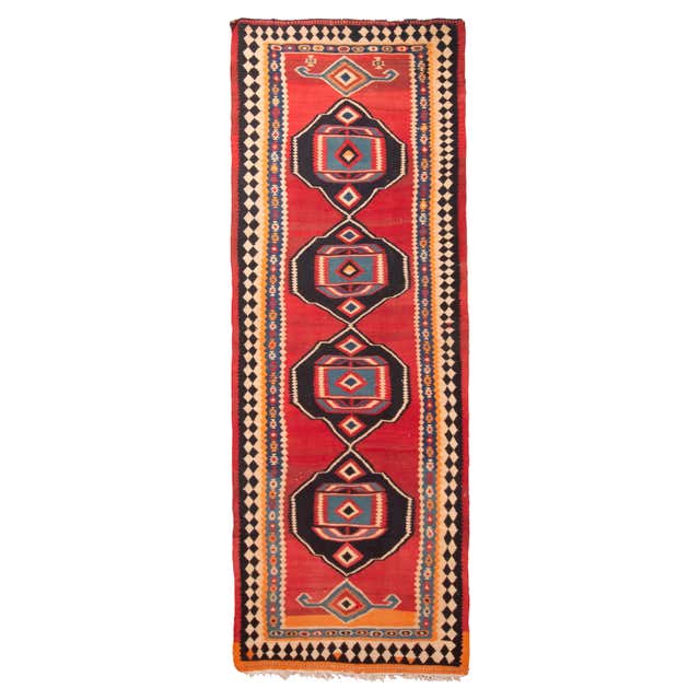 Antique Kurdish Rug of Persian Origin with Black and Yellow Tribal ...