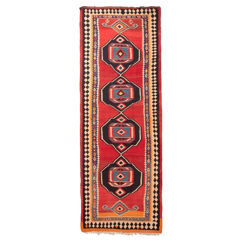 Antique Kurdish Rug of Persian Origin with Black and Yellow Tribal ...