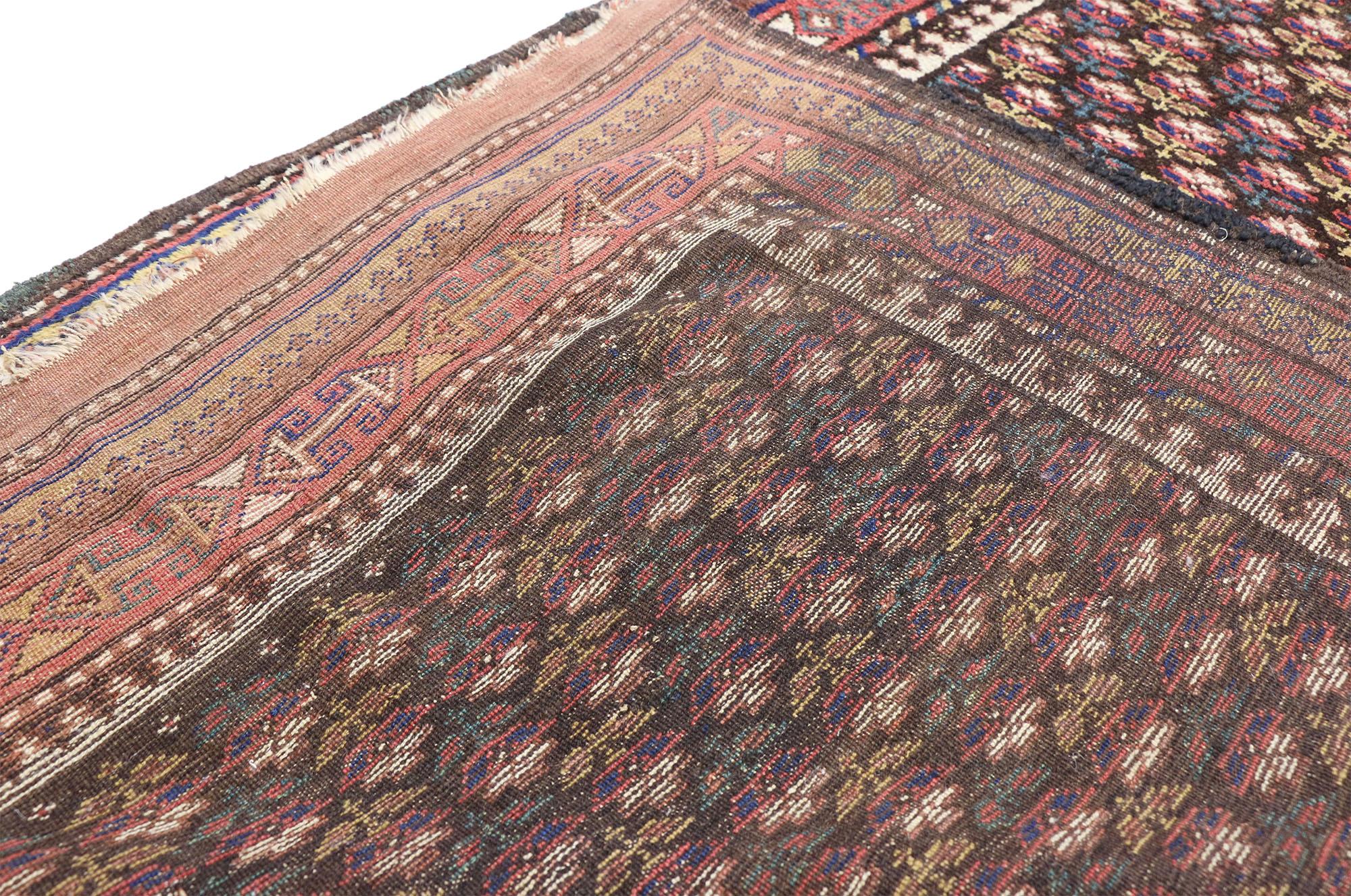 Antique Kurdish Persian Runner with Victorian Cottage Style, Wide Hallway Runner For Sale 3