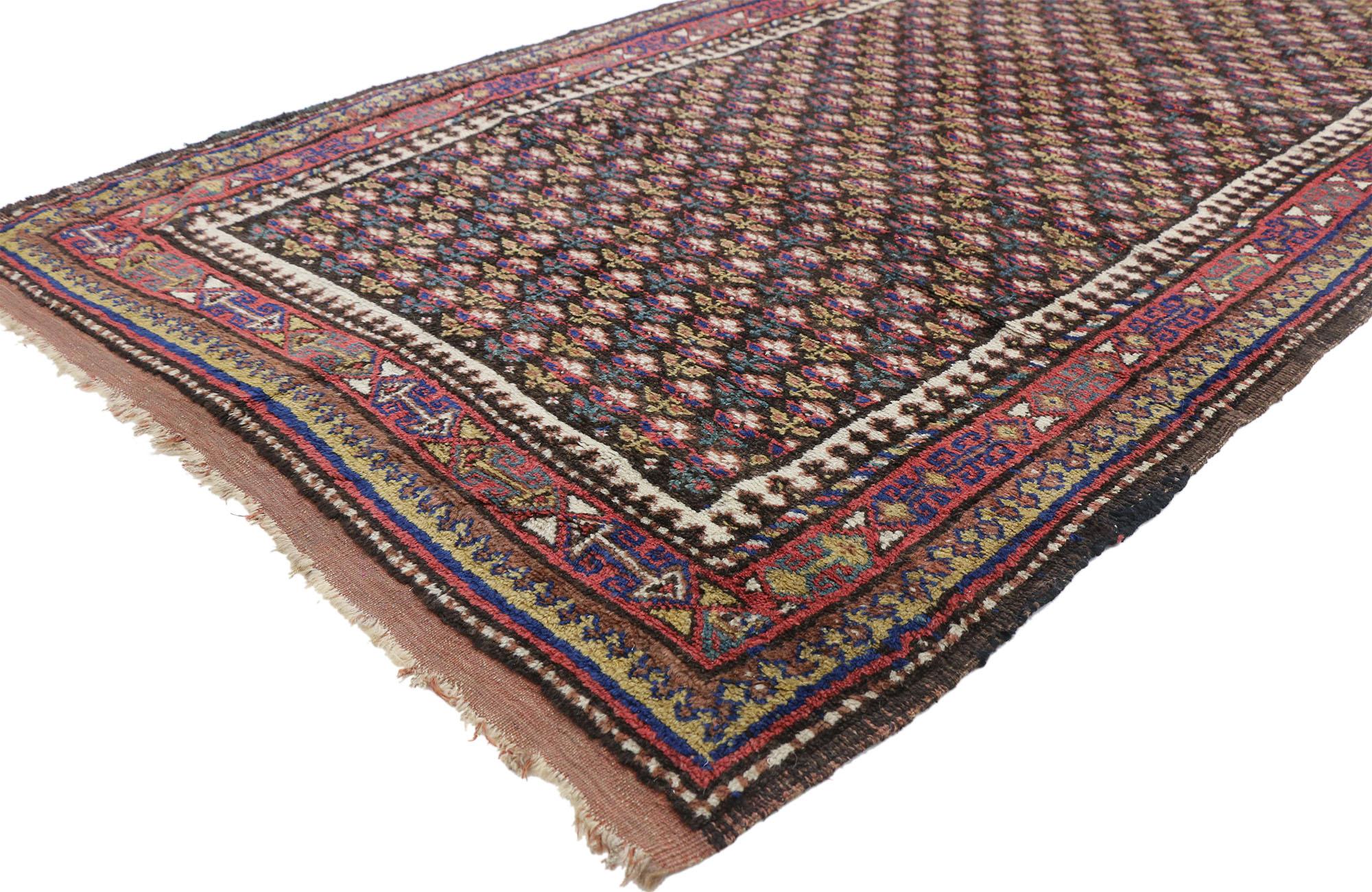 Antique Kurdish Persian Runner with Victorian Cottage Style, Wide Hallway Runner For Sale 1