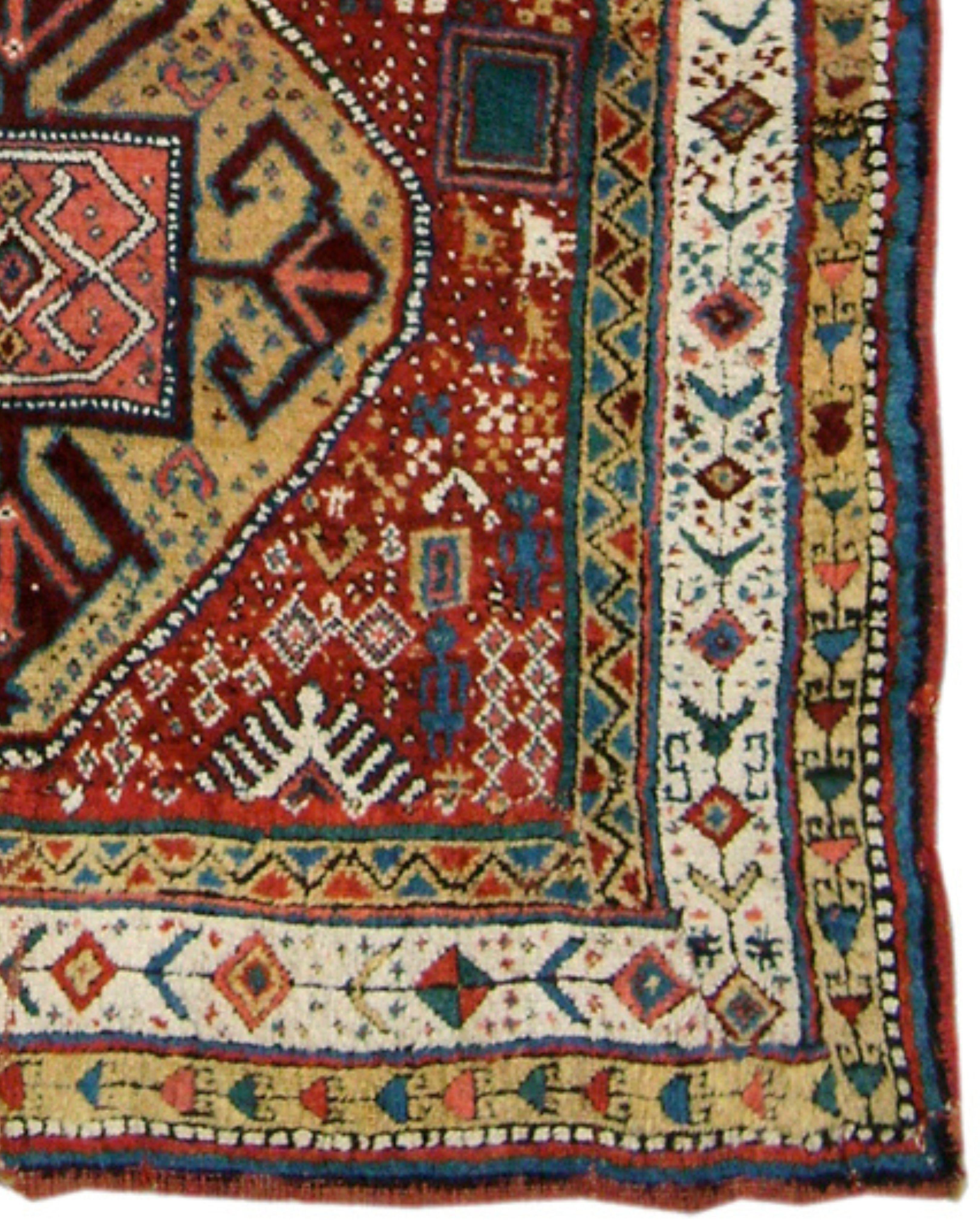 Hand-Knotted Antique Kurdish Rug, 19th Century For Sale