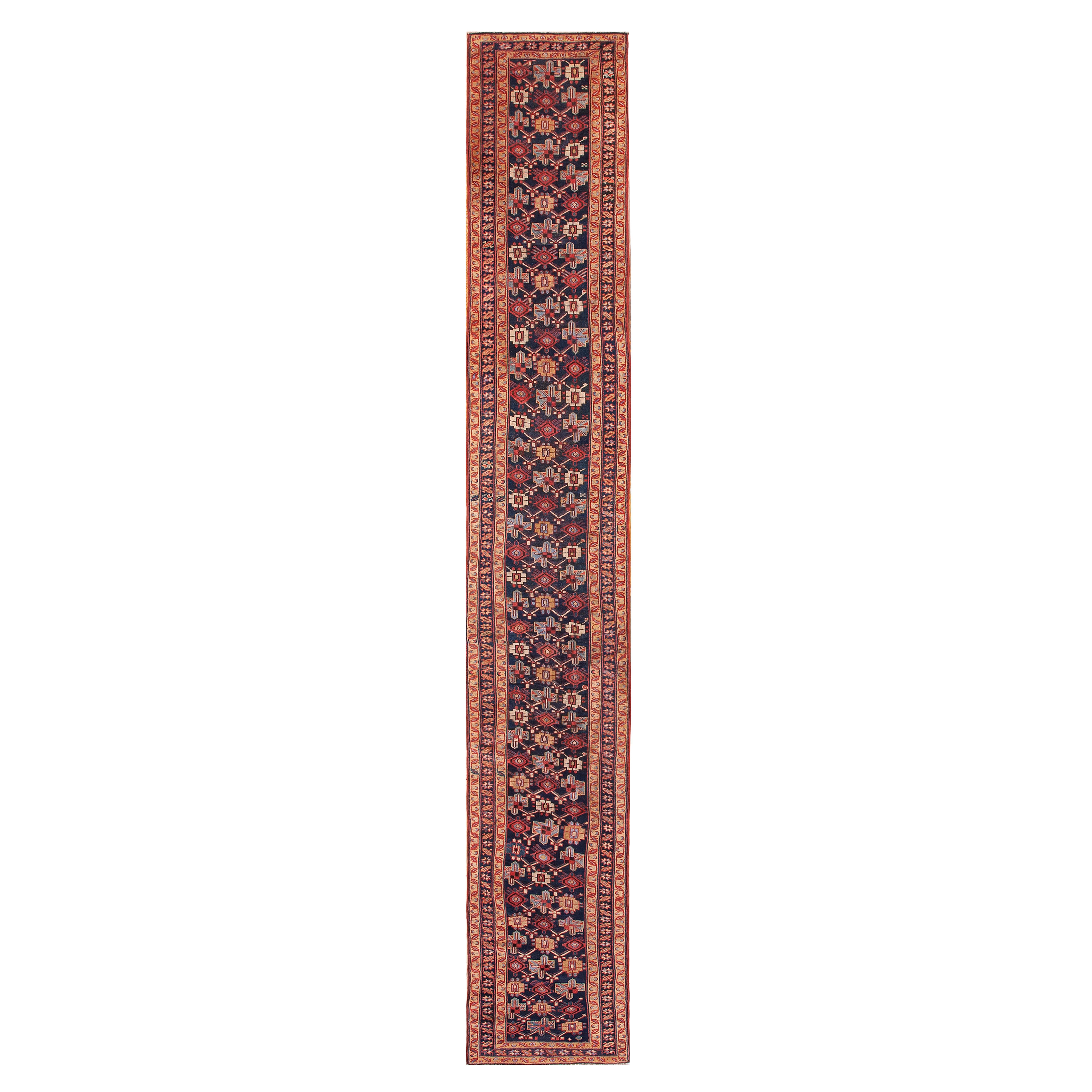 19th Century W. Persian Kurdish Carpet ( 2'6" x 16' - 76 x 488 ) For Sale