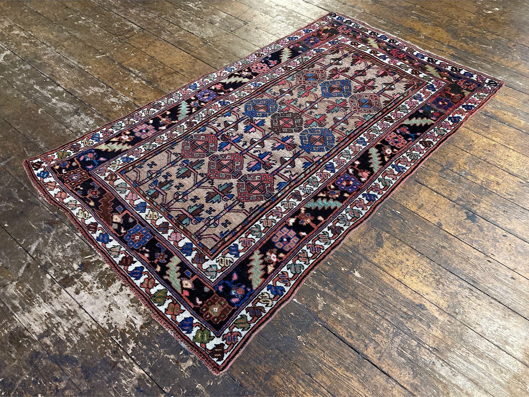 Alfombra kurda antigua 2,12 m x 1,23 m Lana en venta